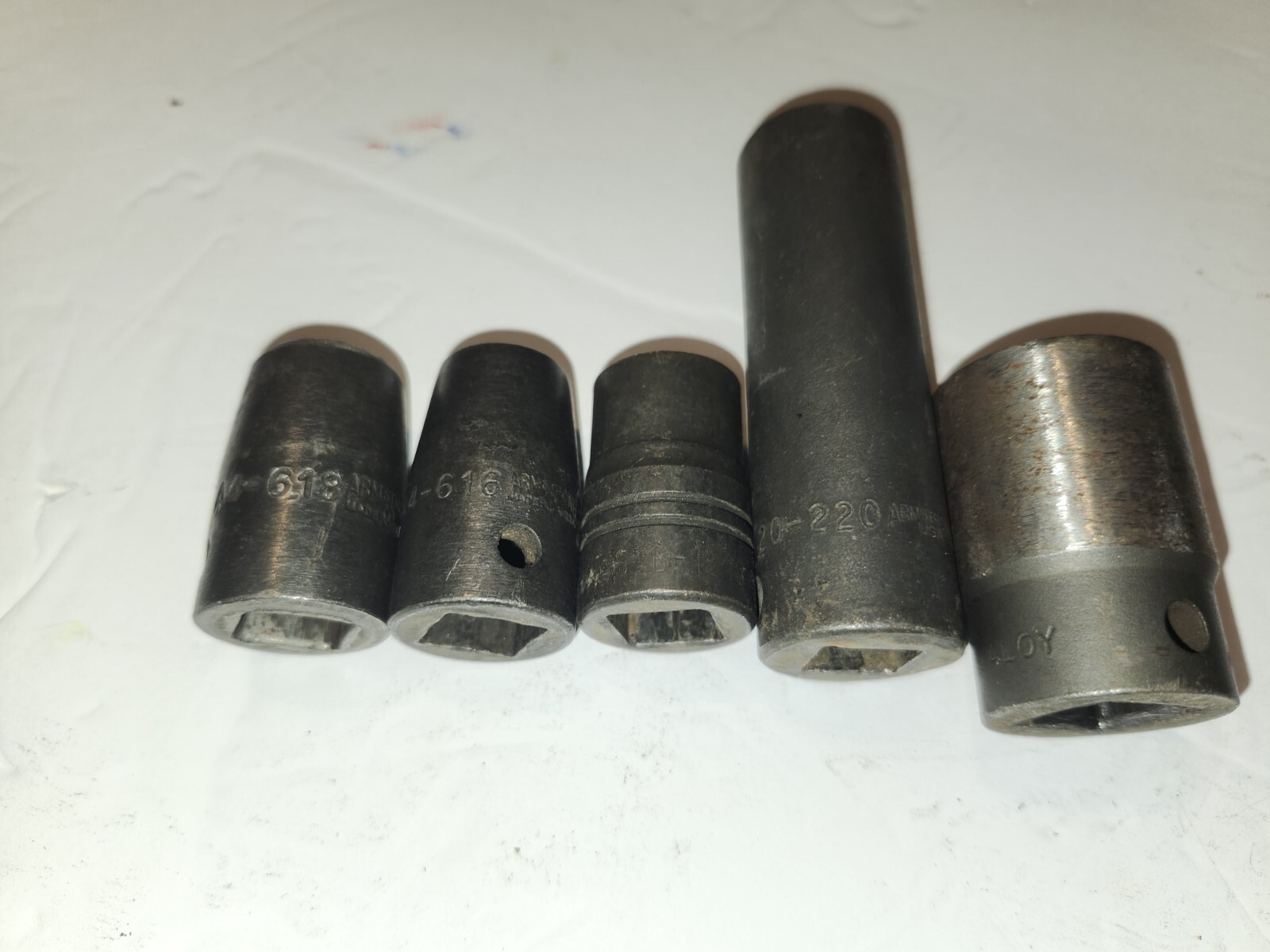 5 Armstrong 1/2″ Drive Impact Socket 7/8″ 5/8″ 9/16 1/2 USA Used