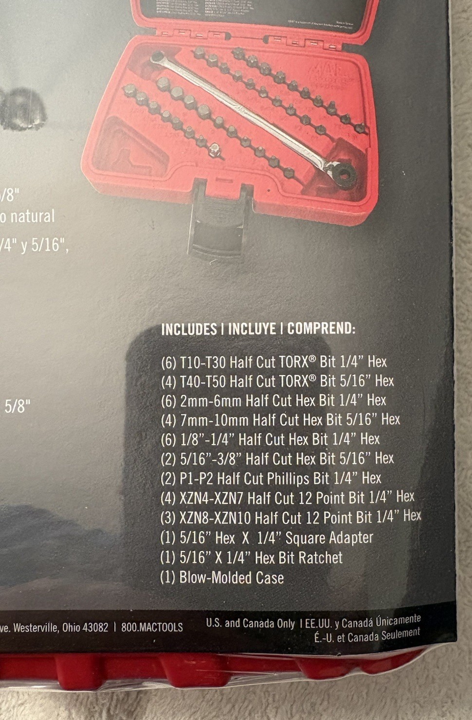 Mac Tools 39 Pc. Hex Bit Ratchet Set w/Case
