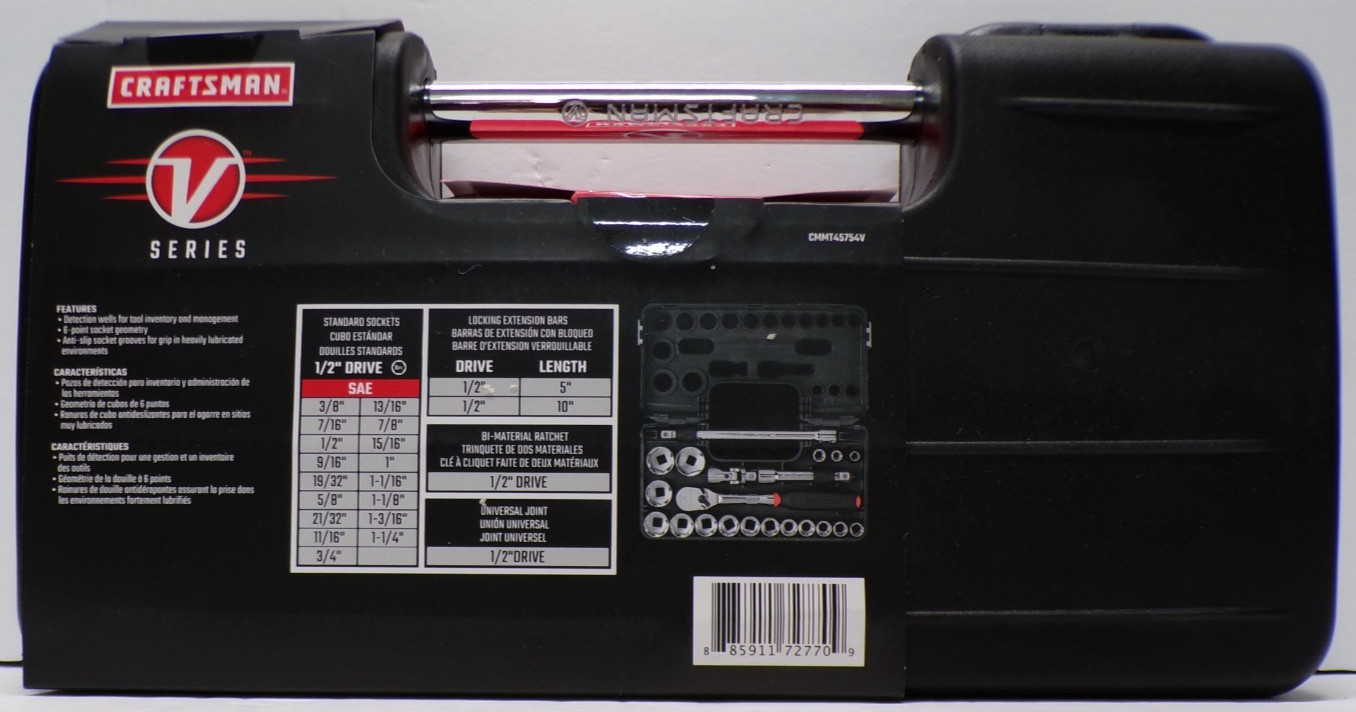 Craftsman V Series 1/2″ Drive SAE Socket Set 21 Piece CMMT45754V