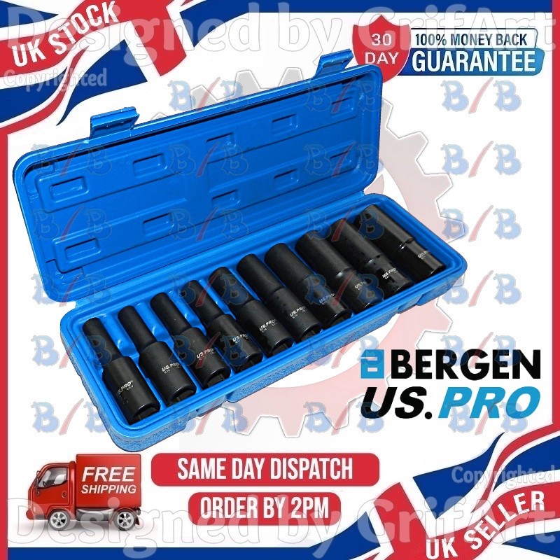 US PRO 10PC 1/2″ DEEP DRIVE FEMALE IMPACT E STAR SOCKET SET TORX TORQ E8 – E24
