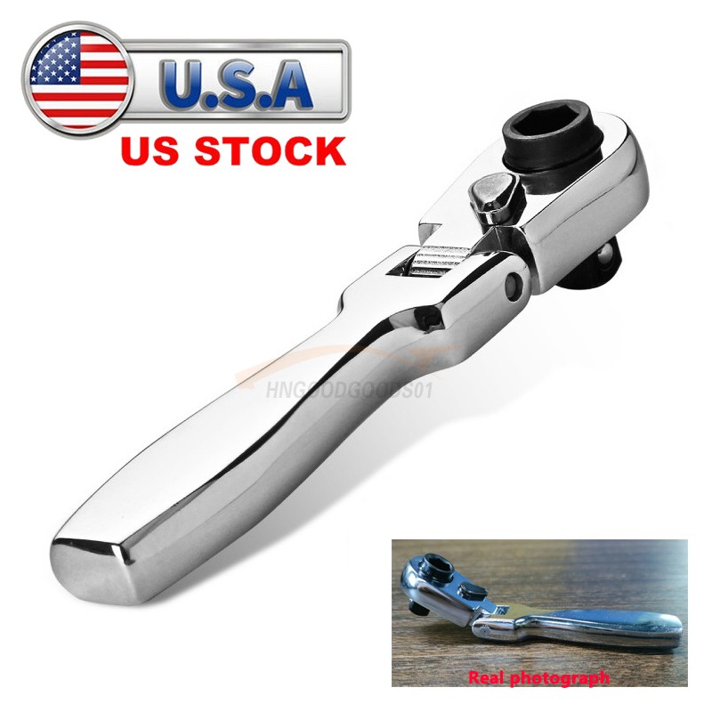 1/4″ Drive Ratchet Handle Socket Wrench 72 Tooth Flexible Head Stubby Flattop