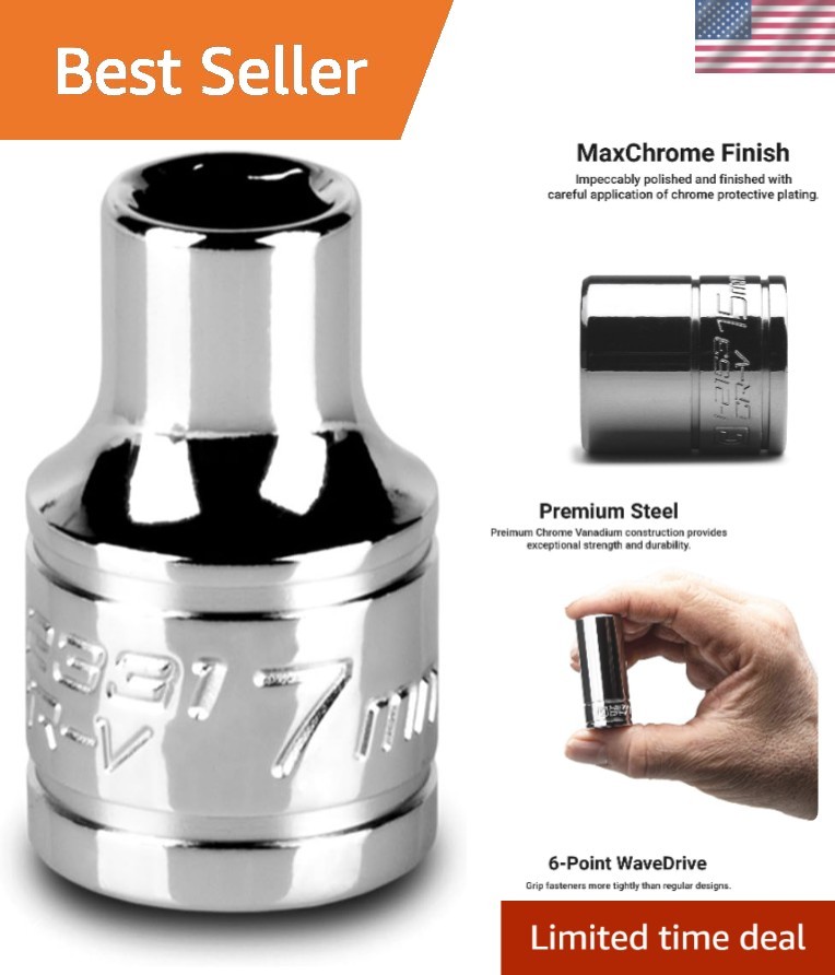 7 mm 3/8-Inch Drive Shallow Socket – Durable Chrome Vanadium Steel