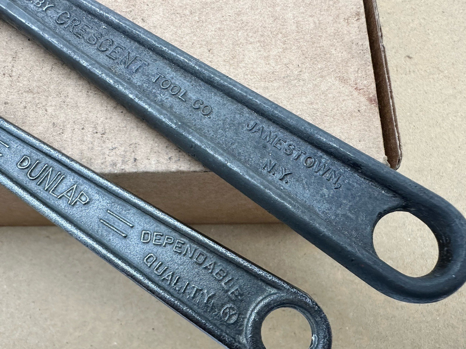 2 Vtg Crescent Tool Co Dunlap 10” 8” Adjustable Wrench Made USA Jamestown *READ*