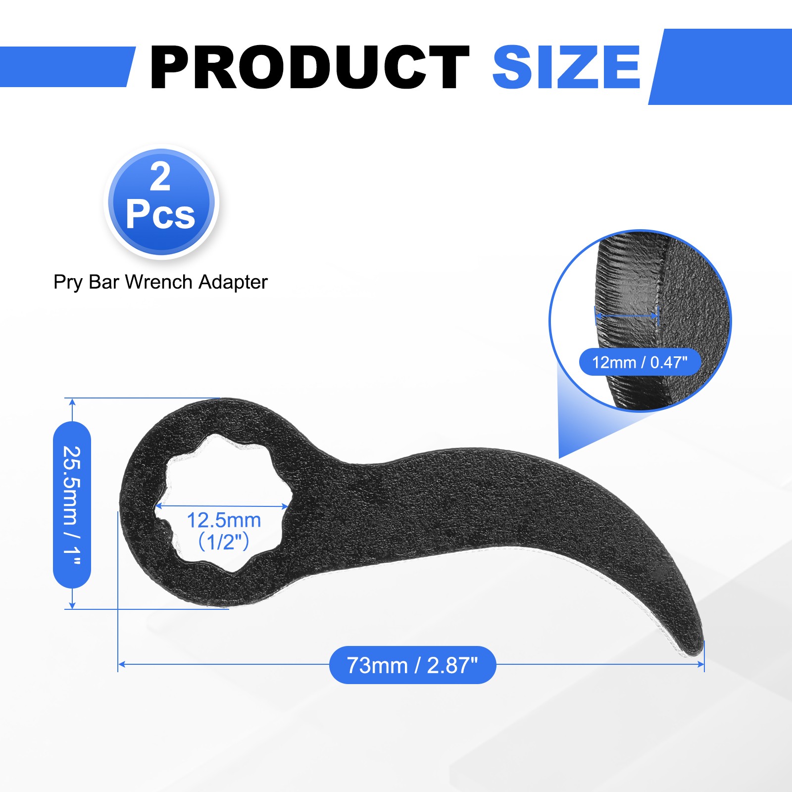 2PCS Pry Bar Wrench Adapter, 1/2″ D Star-shaped Carbon Steel Pry Bar Wrench