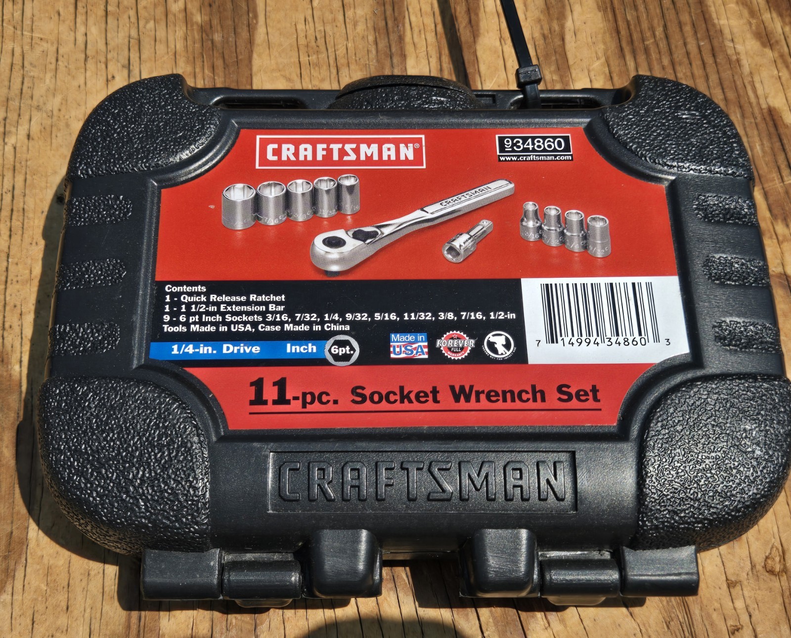 NOS SEARS Craftsman USA 11pc. 1/4″ Drive 6pt. SAE Socket Wrench Set w/Case 34860