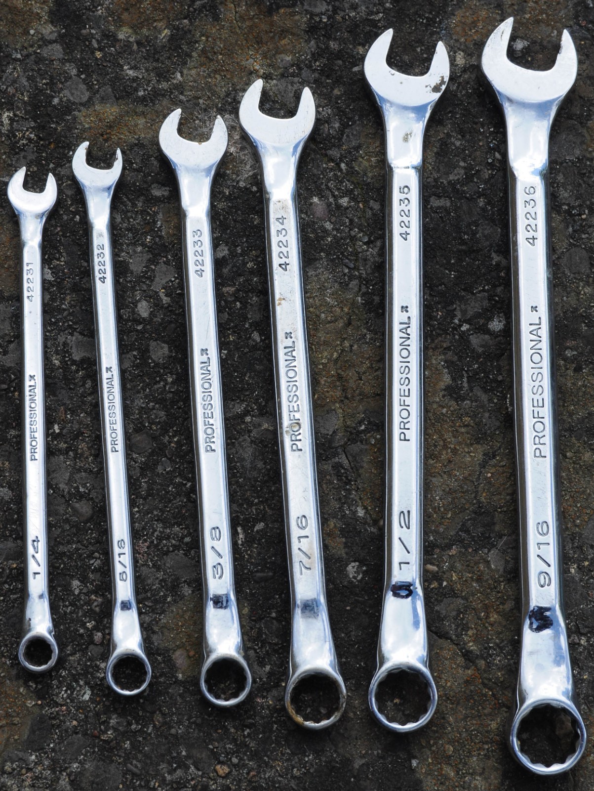 Set of 6 Craftsman Professional 12 Point Combination Wrenches – 9/16-7/16-1/2…