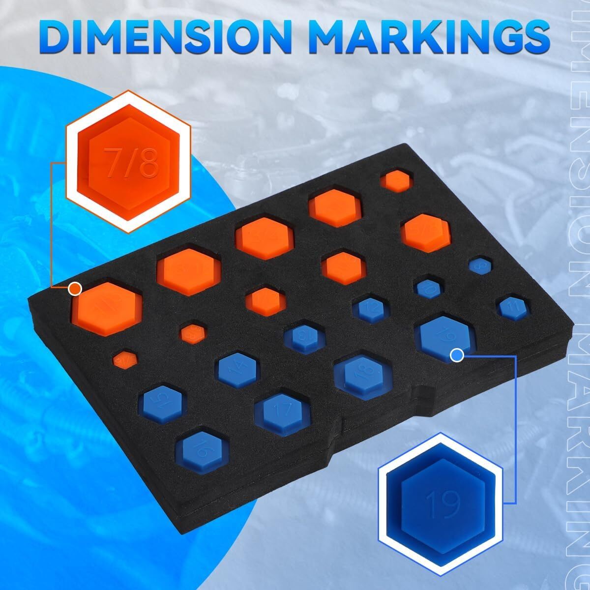 21PCS Magnetic Socket Inserts SAE and Metric 5/16″-7/8″ 8-19mm Universal Socket