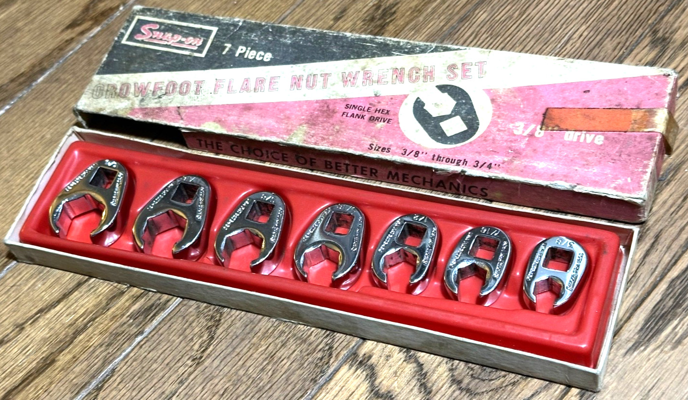 🇺🇸 Snap On Tools SAE 3/8 DR Flare Nut Line Crowfoot Socket Set Lot Wrench Open