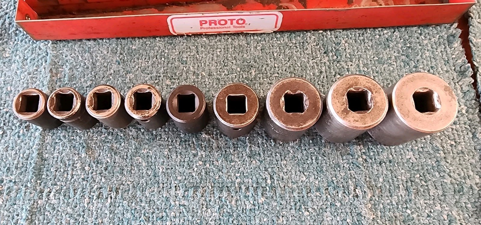 Proto Tools USA 9-Pc 1/2” Drive Impact Socket Set, SAE, 6-Pt w/Tray 1/2″- 1-1/8″