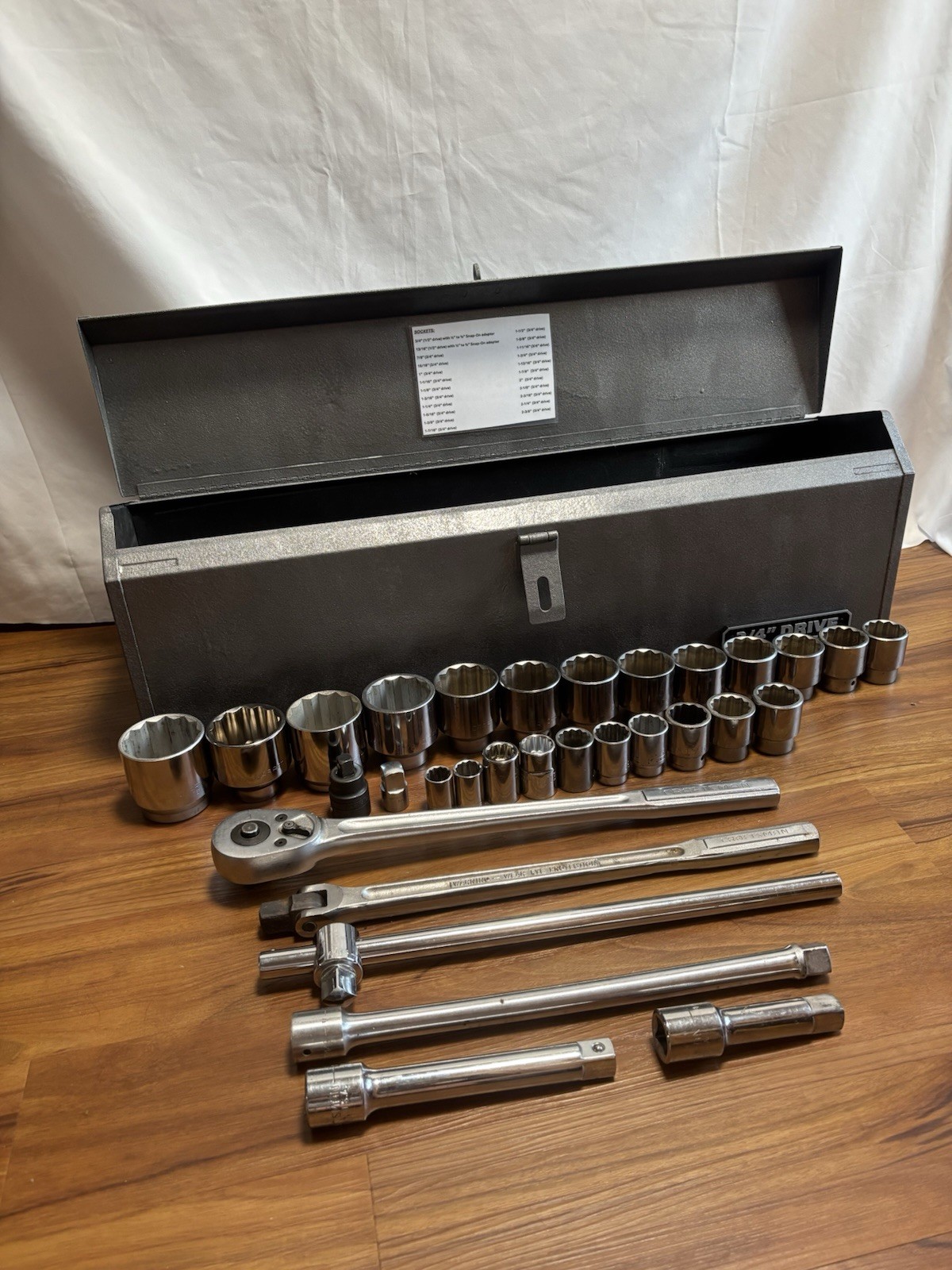 Sears Craftsman Industrial USA 31pc 3/4” Drive Socket Set & Steel Tool Box