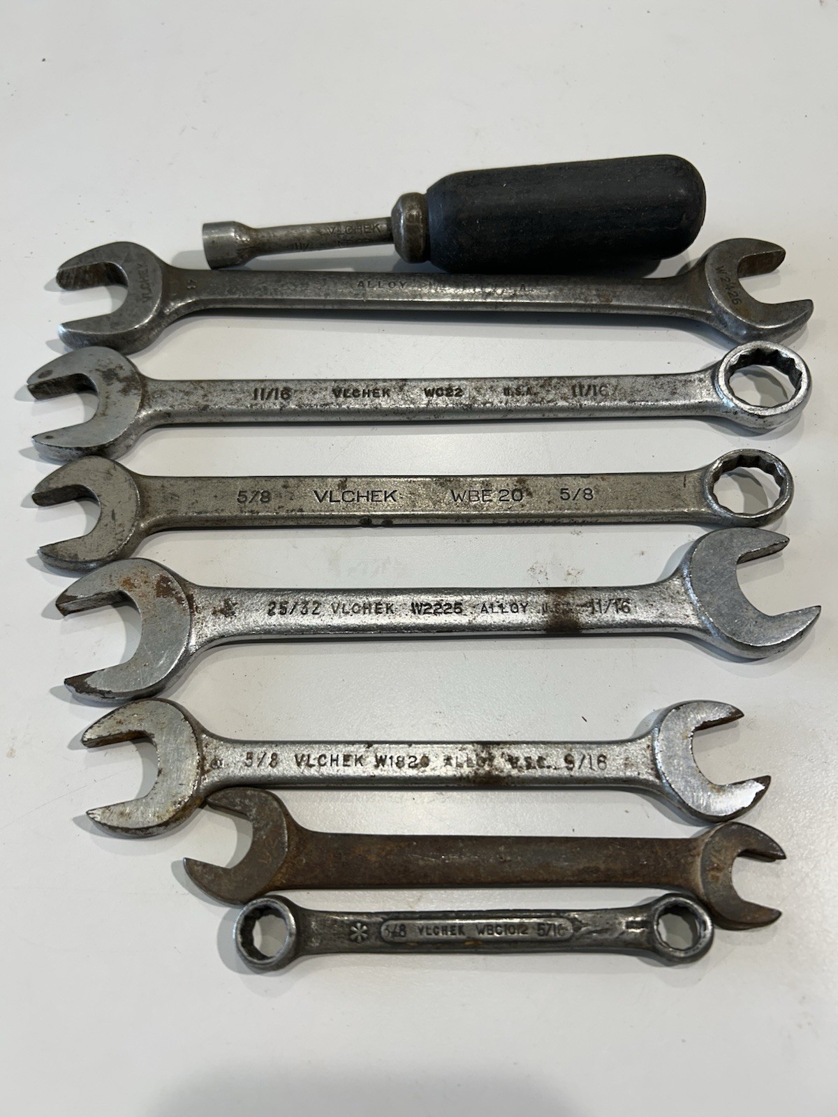 VLCHEK Vintage Lot Of Used Tools Wrenches And Nut Driver SAE Sizes In Photos