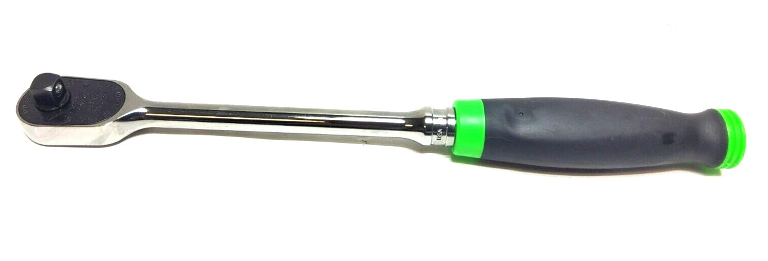 Snap-on Tools 3/8″ Drive 100 Tooth GREEN HARD Grip Long Ratchet FHLD100G USA NEW