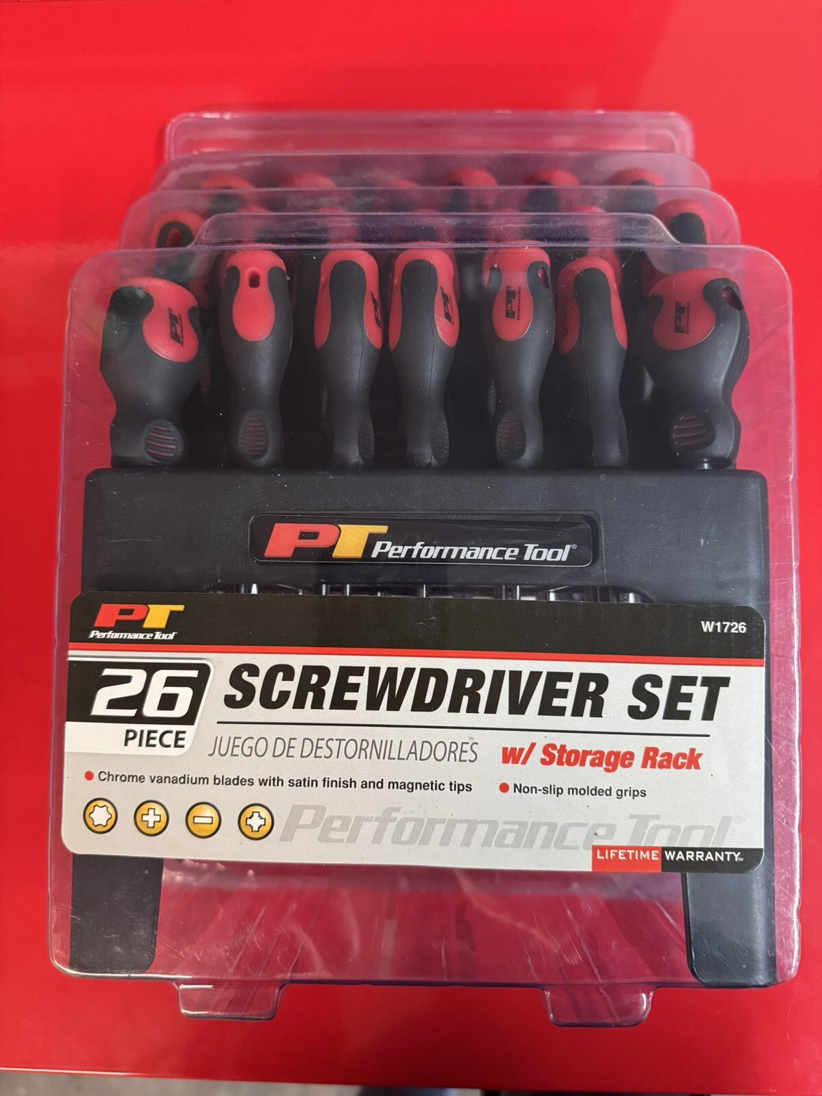 Performance Tool W1727 26-Piece Screwdriver Set With Organizer Rack