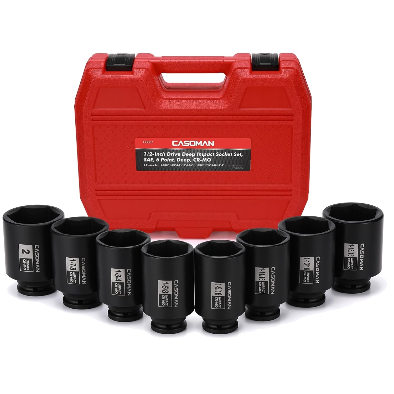8PC 1/2″ Dr. Deep Impact Socket Set – SAE