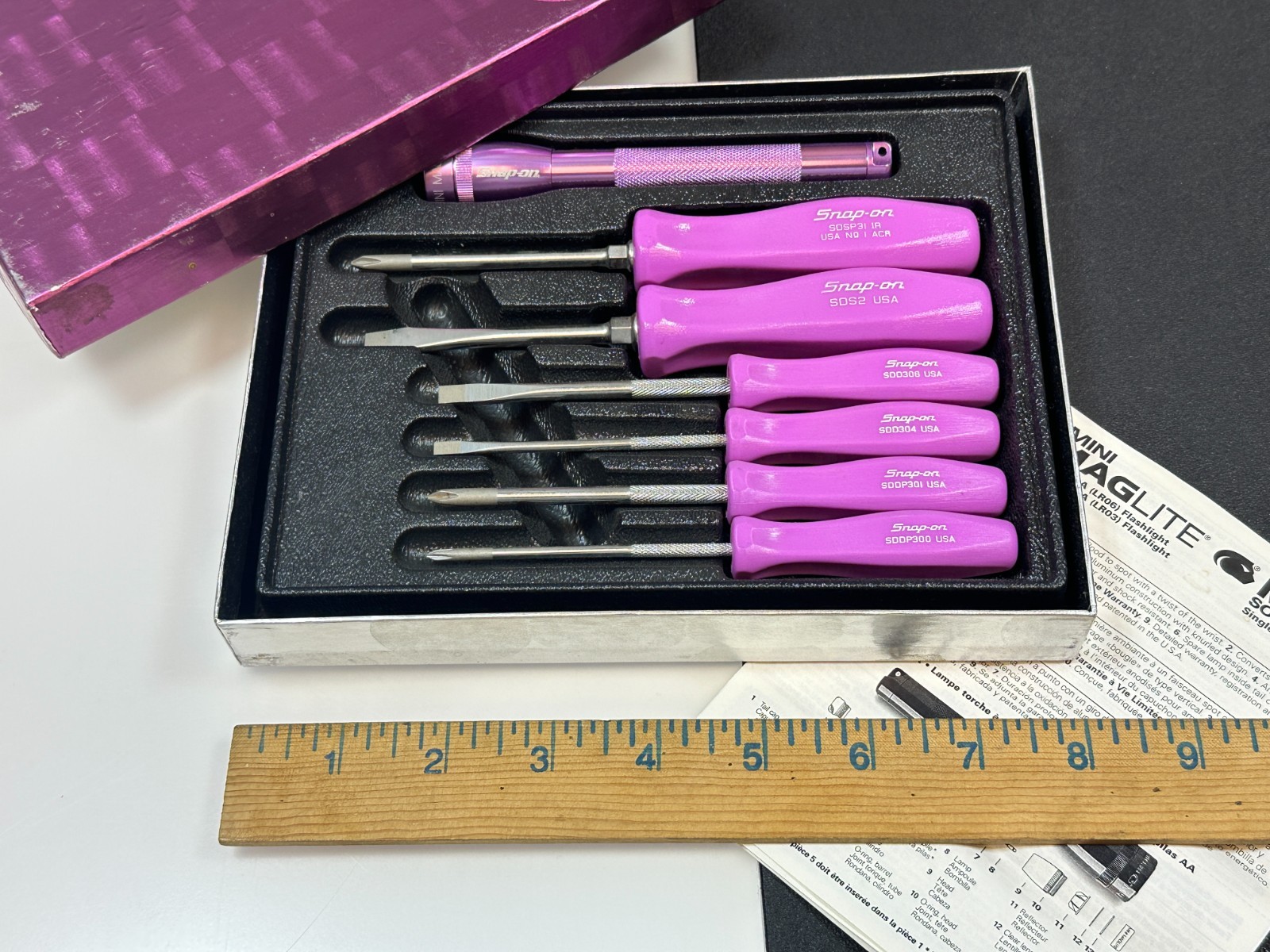 Snap-on Tool USA SDSMOMX RARE 7pc LIGHT PINK Hard Handle Screwdriver Set Maglite