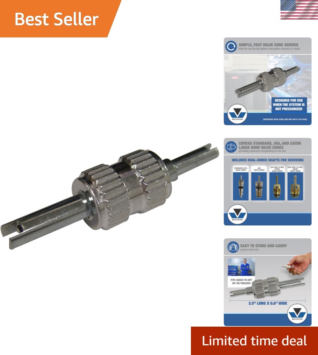 Compact Valve Core Remover & Installer – Dual-Ended Tool for R12/R134a Systems