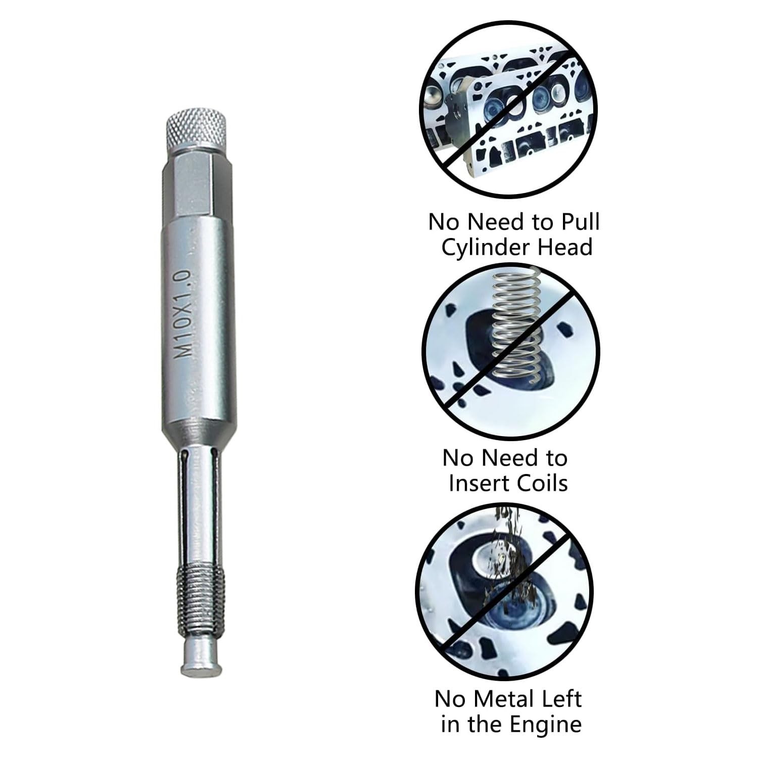 DPTOOL 10mm Back Tap Spark Plug Thread Repair Tool M10x1.0 Chase