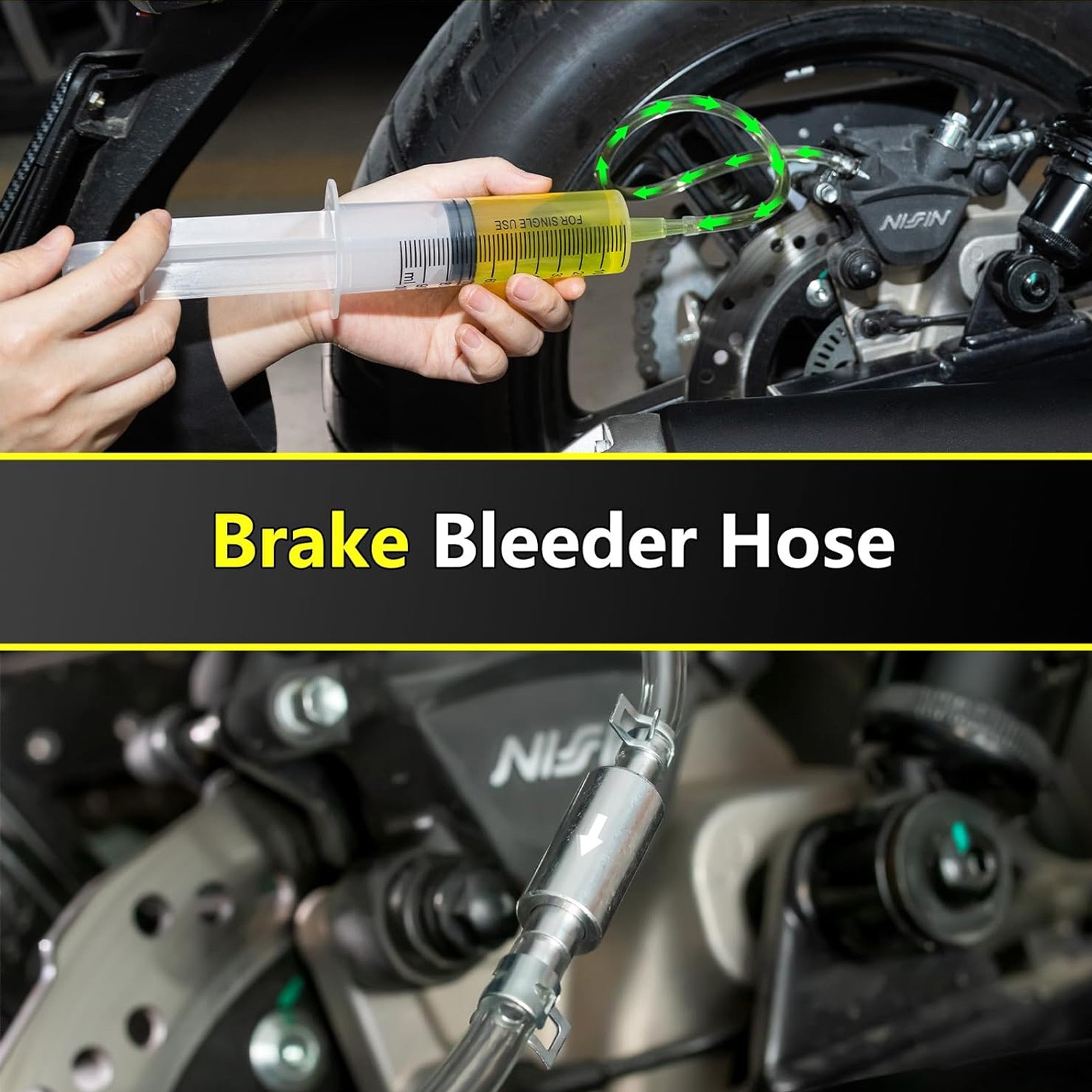 Motorcycle Brake Bleeder Kit Hydraulic Clutch Hose One Way Valve Tube Bleeding