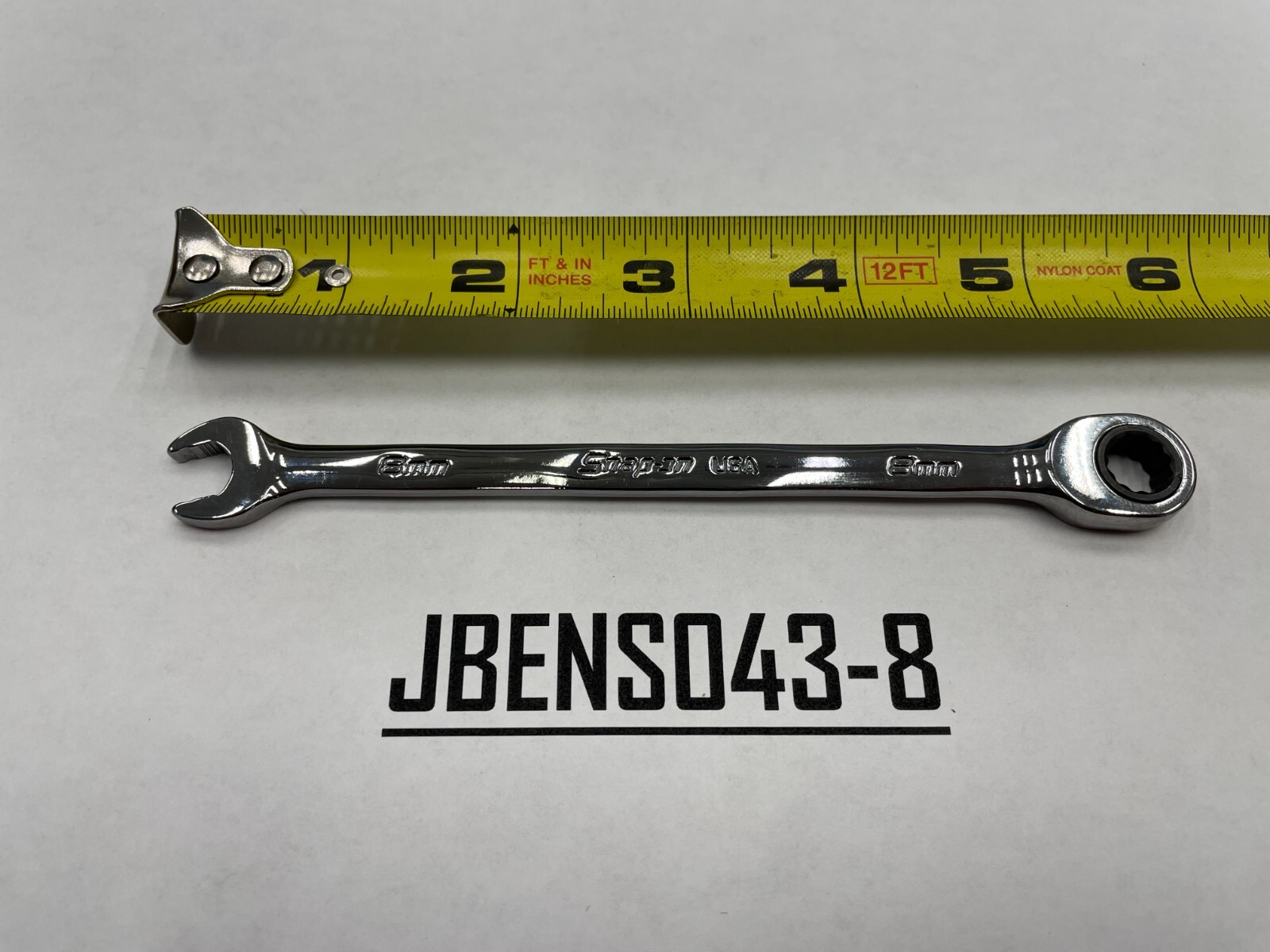 Snap-on Tools NEW 8mm Metric 0° Non-Reversing Ratcheting Combo Wrench SOXRM8A