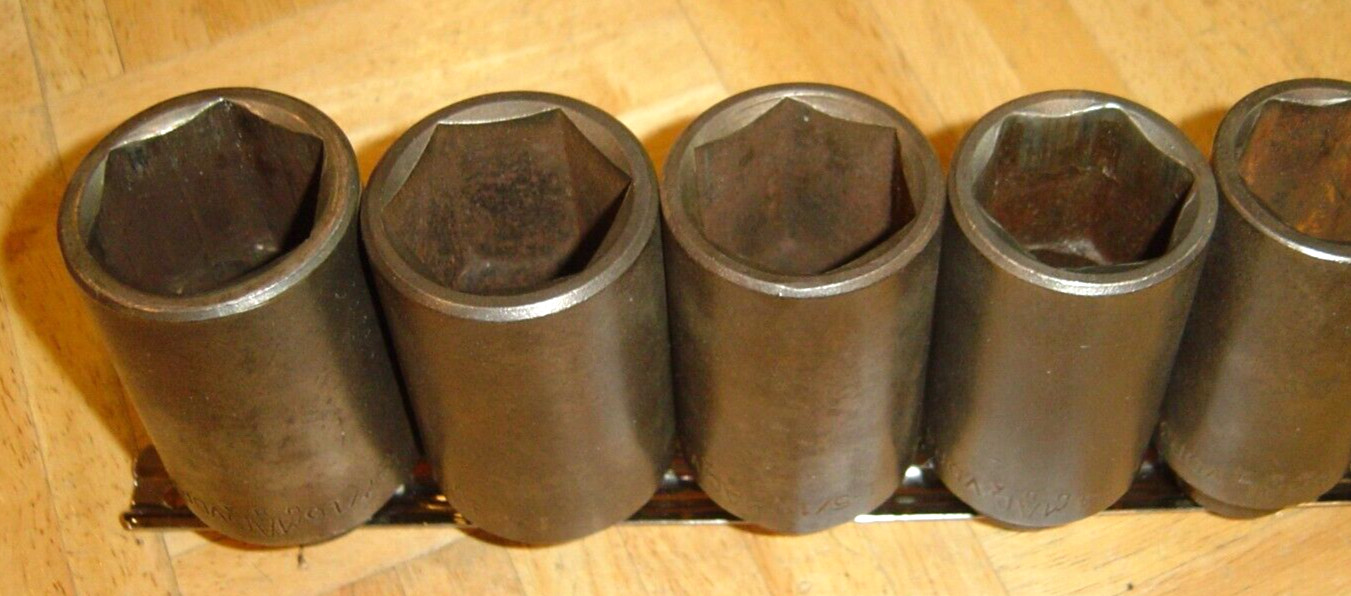 MAC TOOLS 7 PIECE 1/2 DRIVE SAE. DEEP IMPACT 6 POINT SOCKET SET 1-1/16 TO 1-7/16