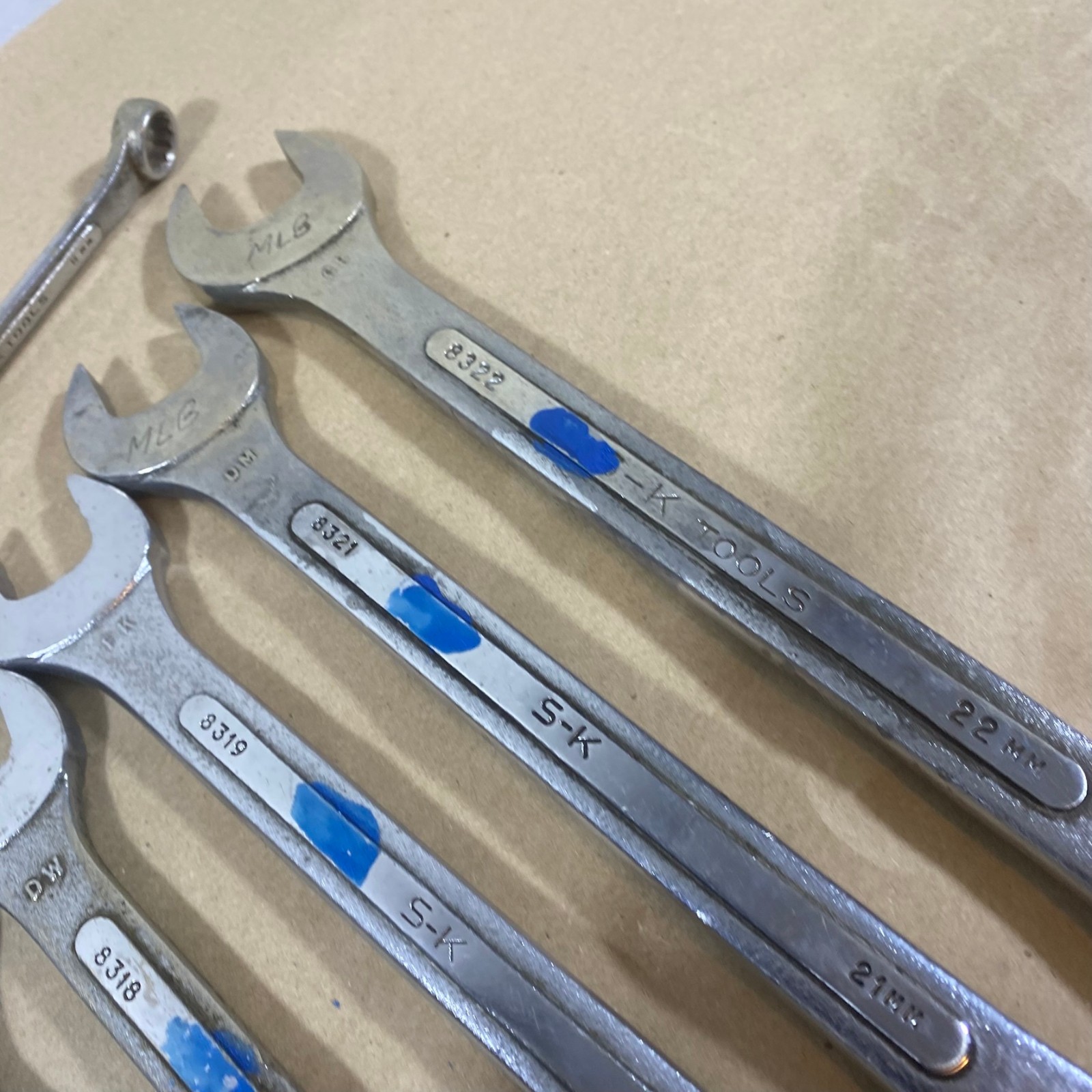 Vtg SK Tools USA 12 Point Combination Wrench Lot Metric & SAE 9mm 14–19mm 21,22