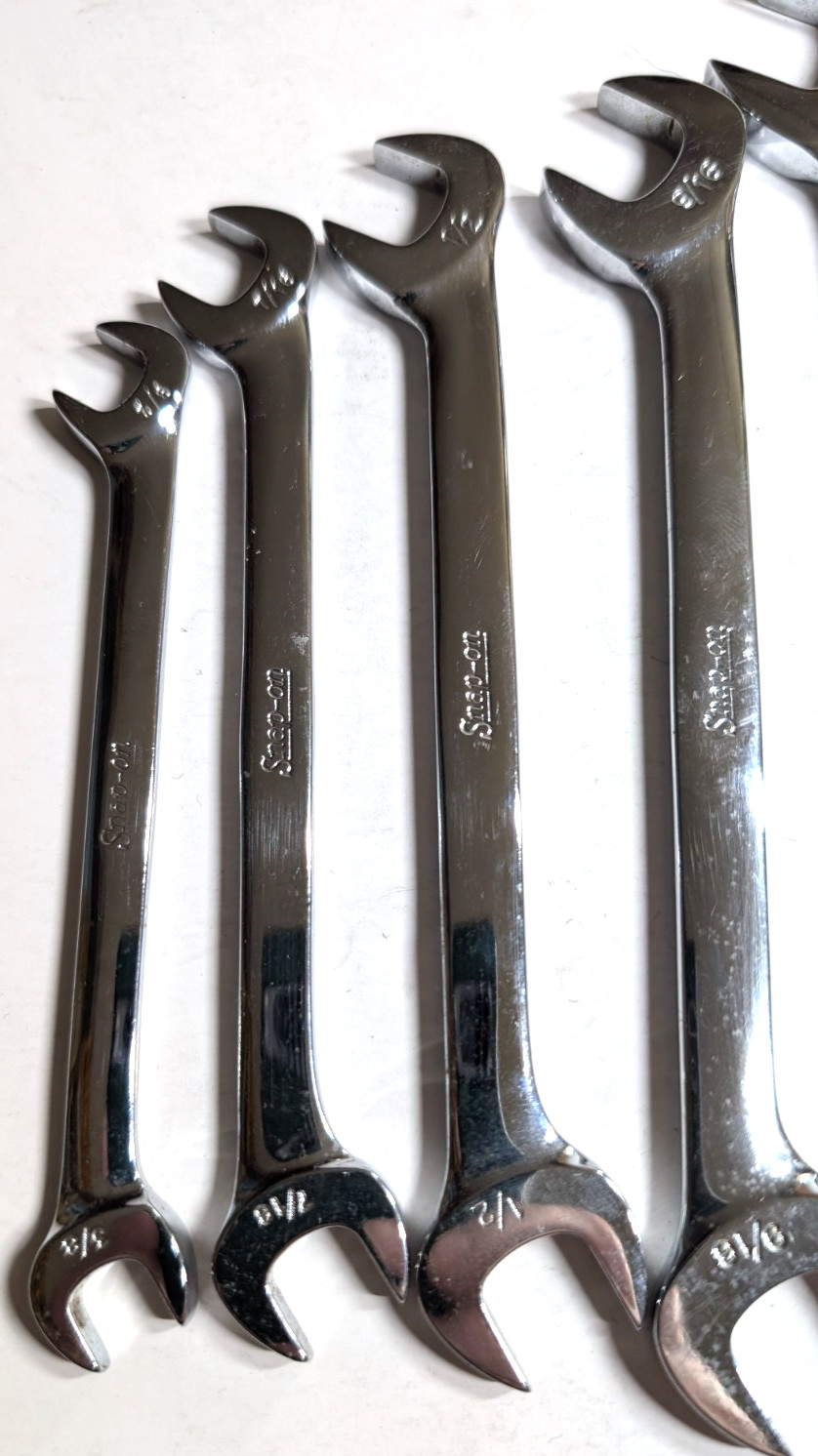 SNAP ON TOOLS 10PC 6-POINT SAE 4 WAY ANGLE OPEN-END WRENCH SET 3/8 – 15/16 USA