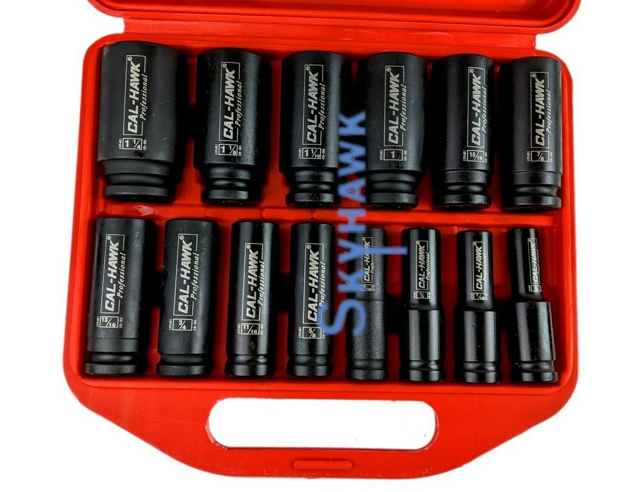 14Pc 1/2″ DR Chrome Molybdenum Steel Deep Impact Socket Set – SAE 6 Point w/Case