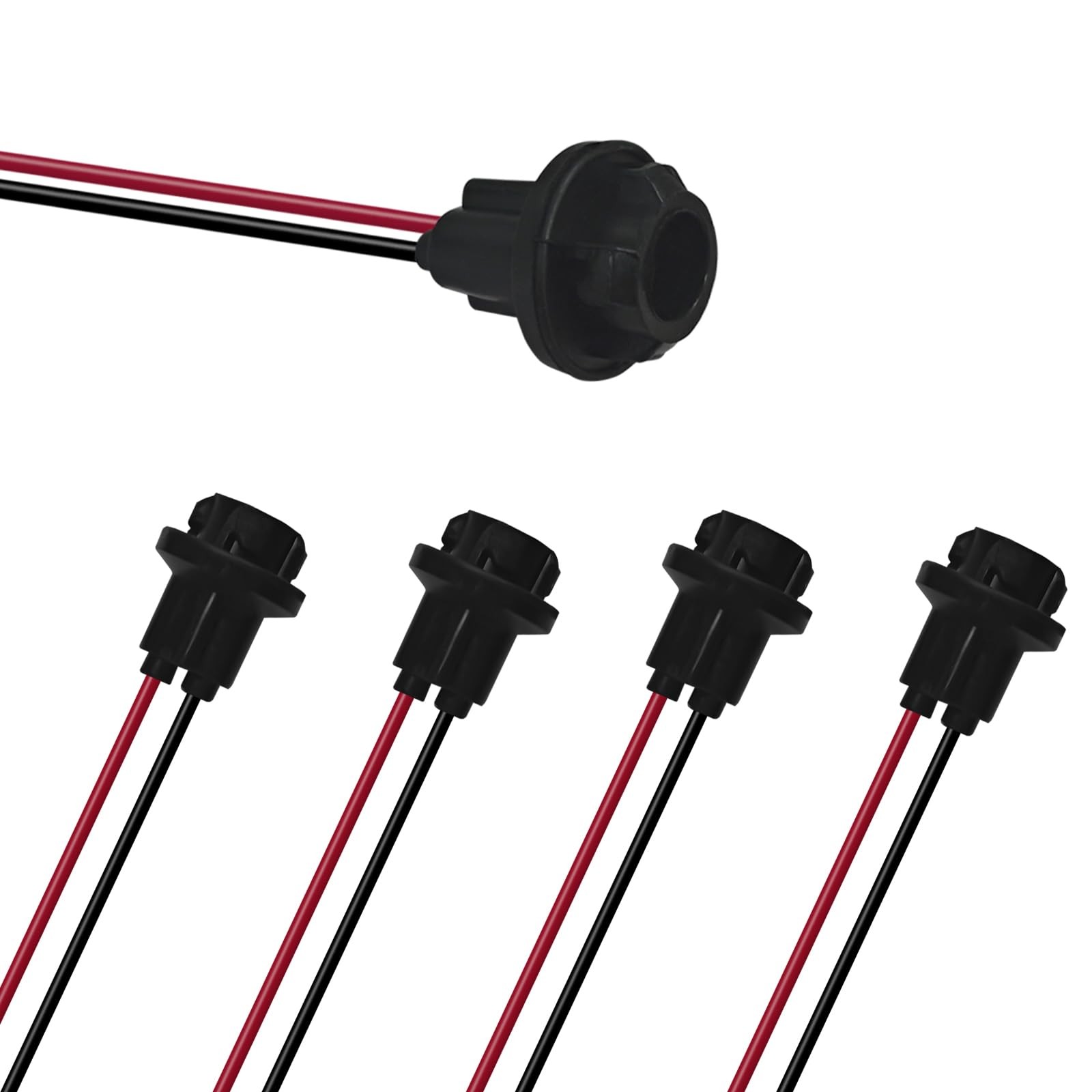 QKYS 5PCS 194 T10 Bulb Socket with Wire Pigtail, 158 Plum Blossom Base, black