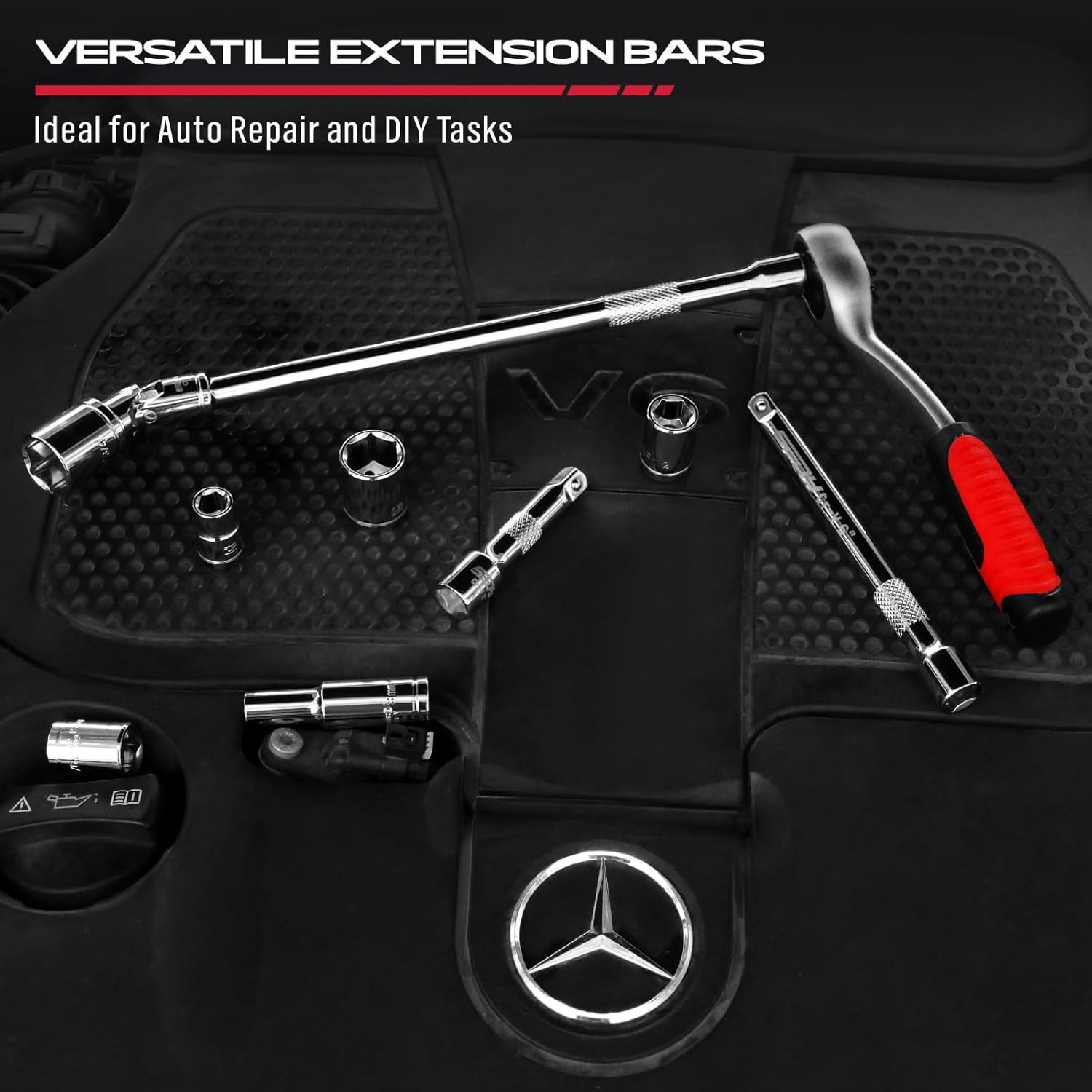 4-Piece 3/8″ Drive Socket Extension Bar Set, Professional Socket Extension Set I