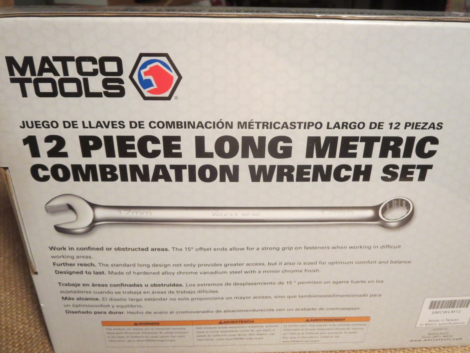MATCO 12-Pc. SMCWLM12 combination wrenches Metric NEW