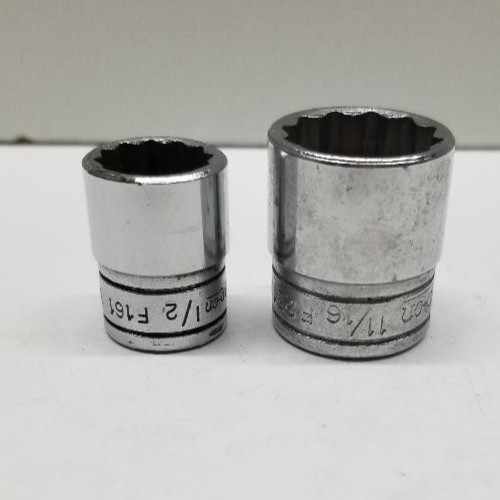 Snap On 3/8 Drive 1/2 Socket 12 Point F161 & 11/16 F221