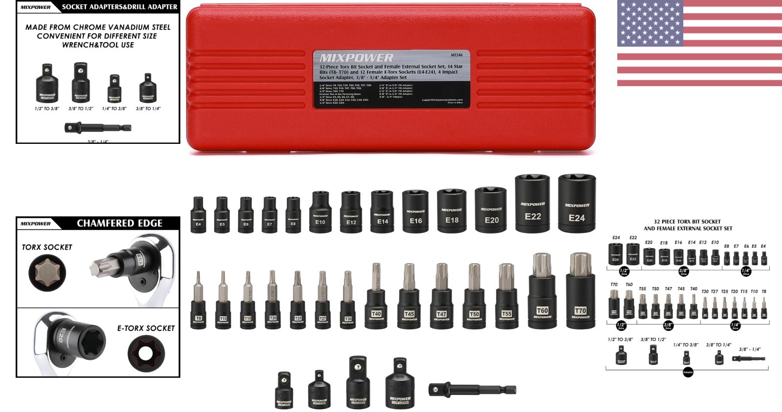 Comprehensive 32PCS Torx Socket Set – Drop-Forged & Heat-Treated for Longevity
