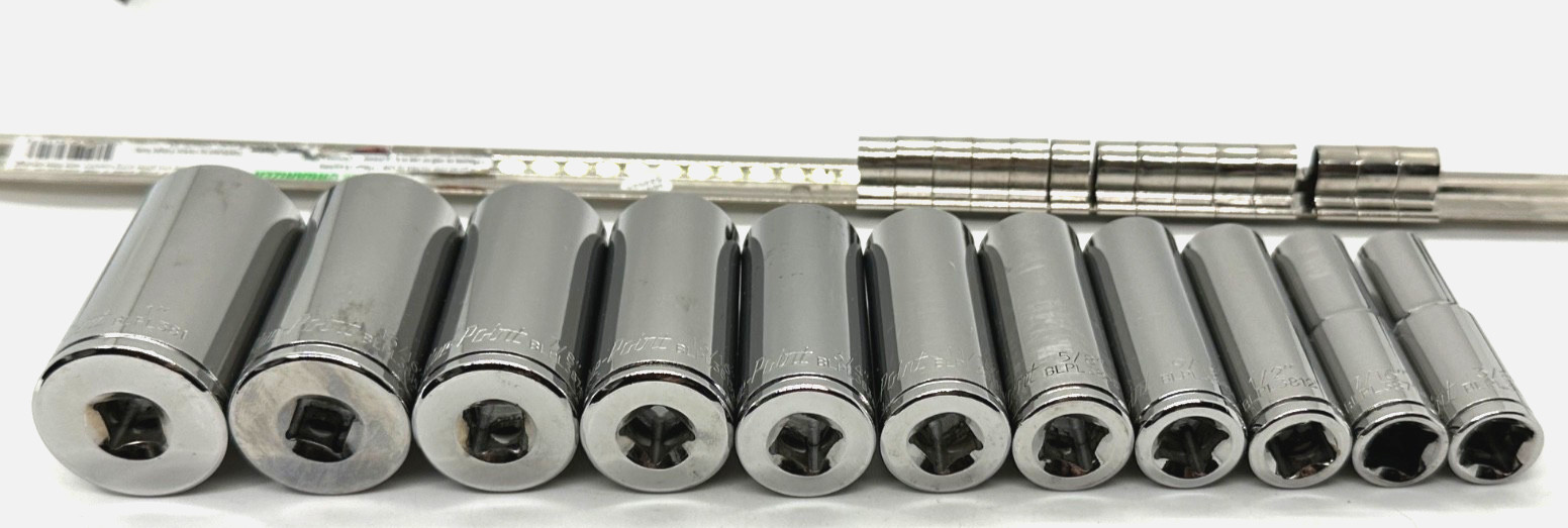 Blue Point Tools 3/8″ Drive DEEP SAE 3/8” – 1″ Socket Set Lot 12 Point Rail