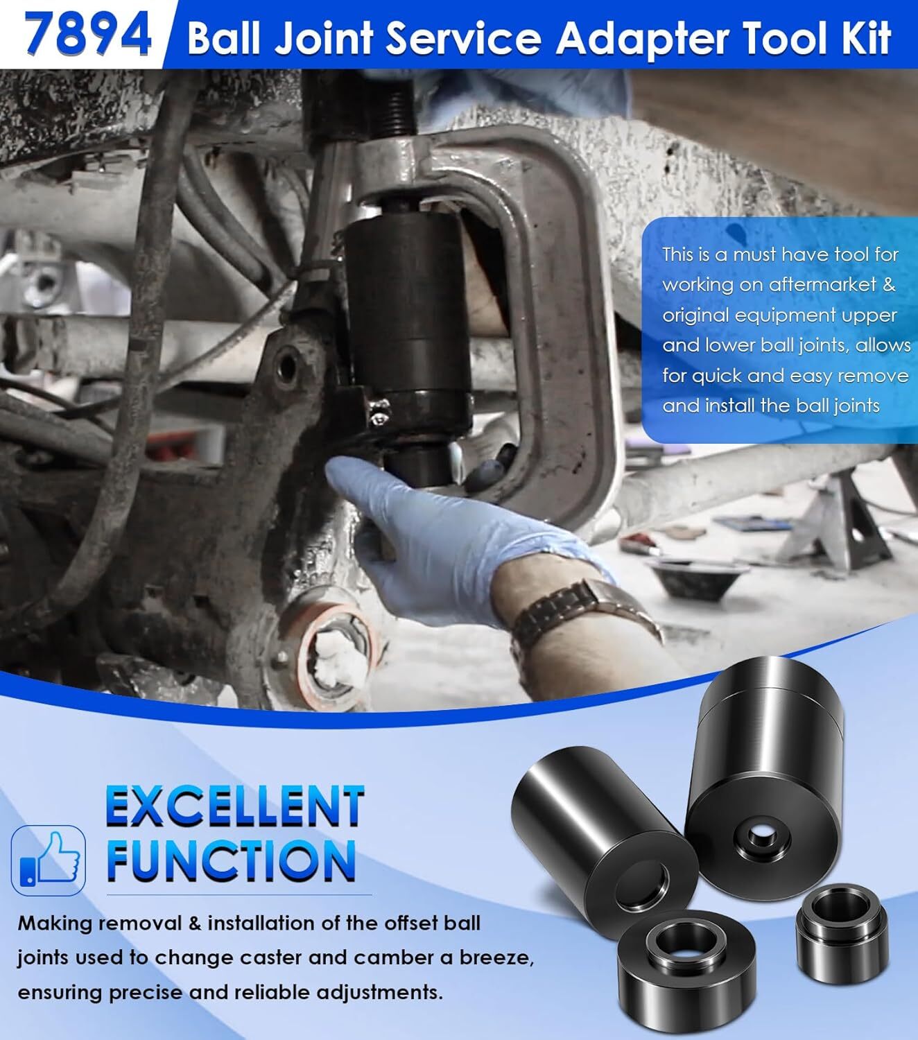Ball Joint Service Adapter Tools Kit 7894 for Jeep Wrangler & Dodge Ram Trucks