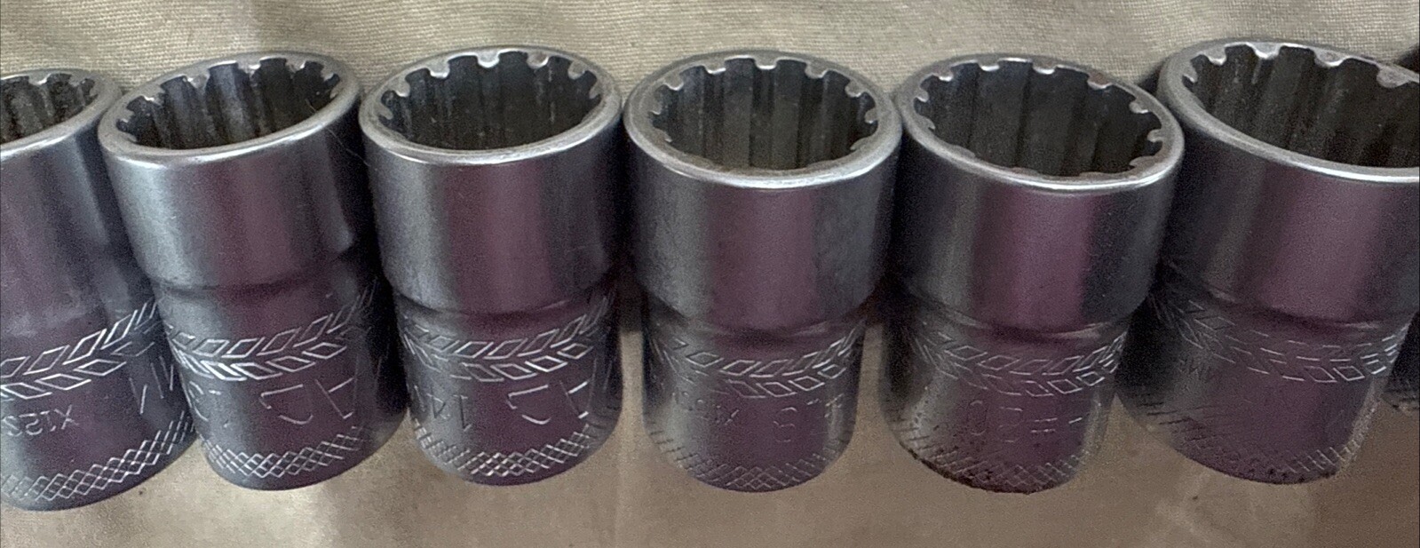 MAC Tools SPLINE Hex Metric 8mm-19mm 3/8″ DR Set Lot Socket Shallow Spherical