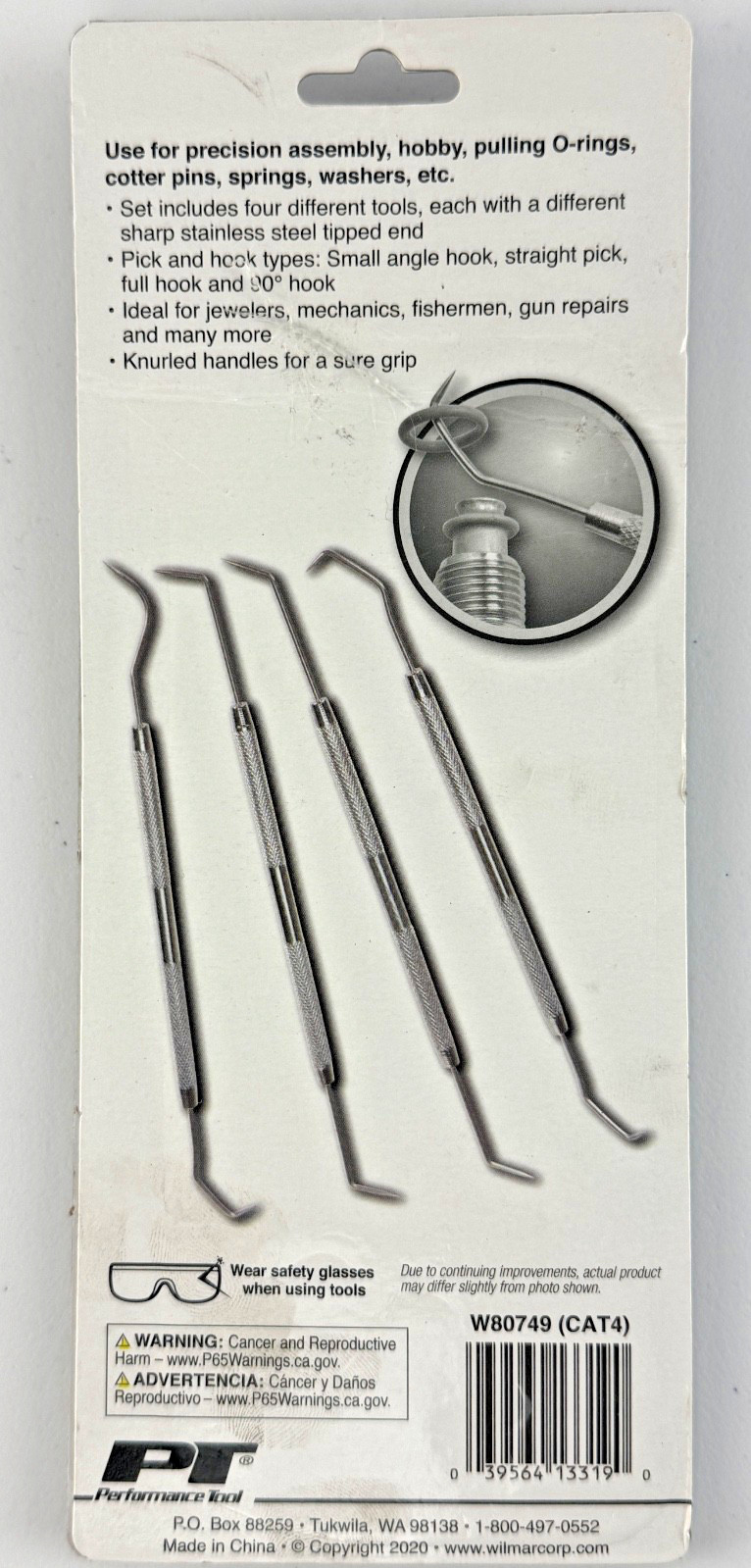 Performance Tool W80749 4-Piece Double Ended Hook and Pick Set