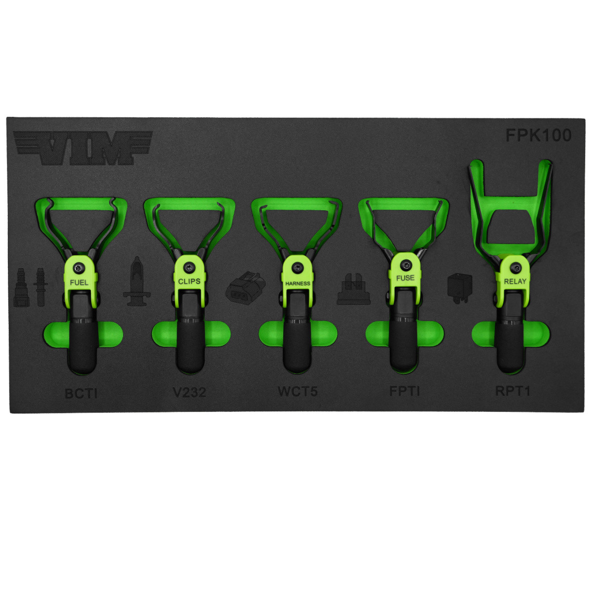 VIM Tools FPK100 Finger Pliers Kit Compact Color Coded EVA Foam Set