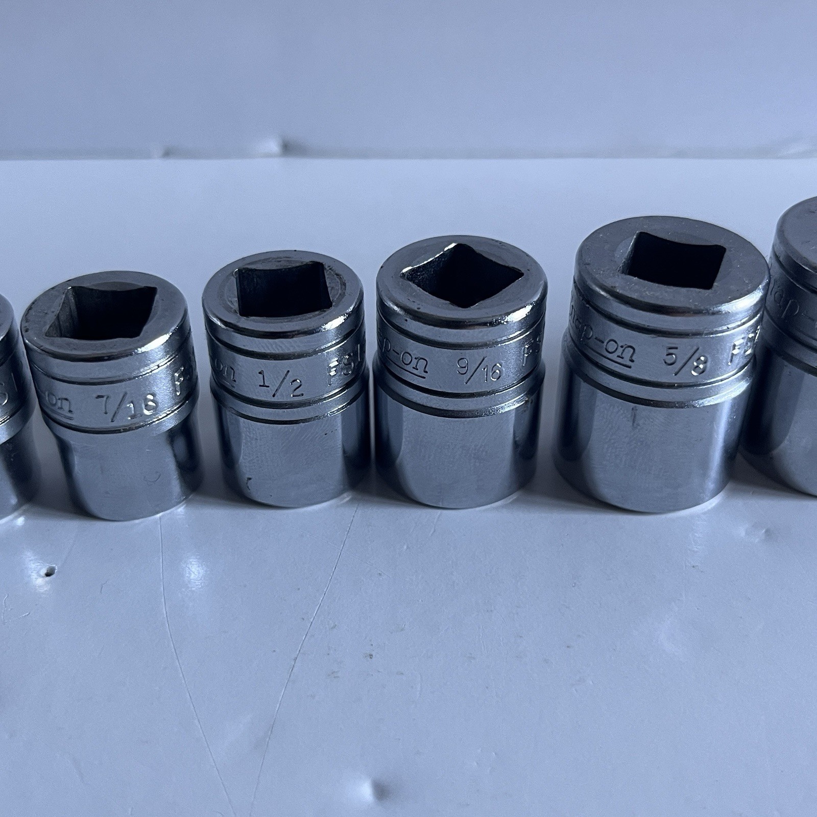 Snap On 10pc SAE Standard Socket FS- Set 3/8″ Drive 6 Point 5/16″ – 7/8″ USA