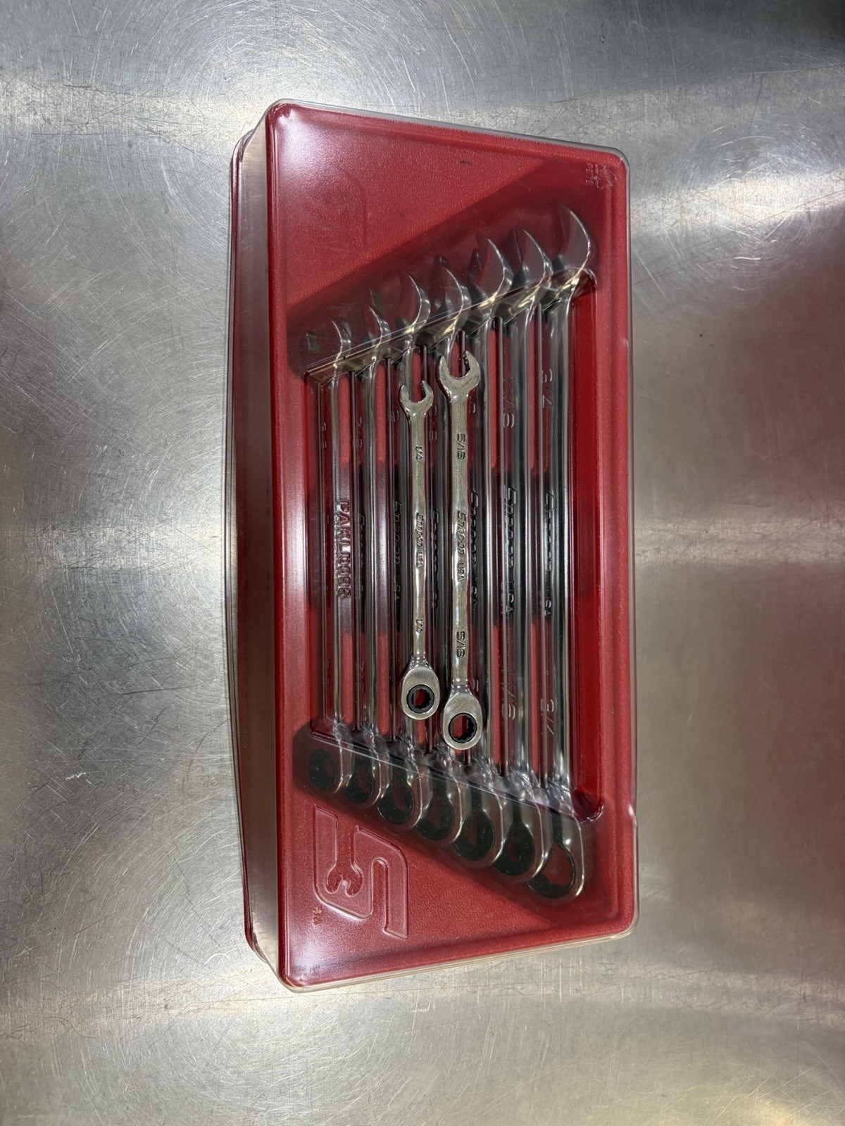 9 pc SAE Flank Drive Non-Reversible Ratcheting Combination Wrench Set (1/4-3/4)