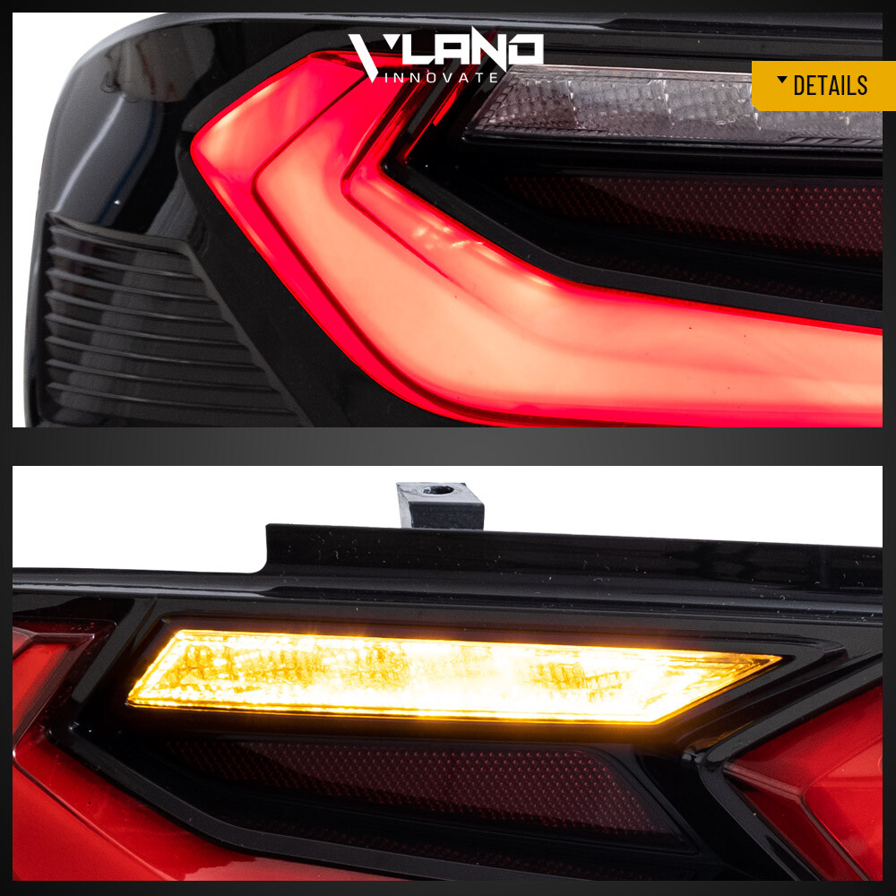 SET VLAND DRL FULL Smoked LED Tail Lights For Chevy Camaro 2016-2018 Assembly