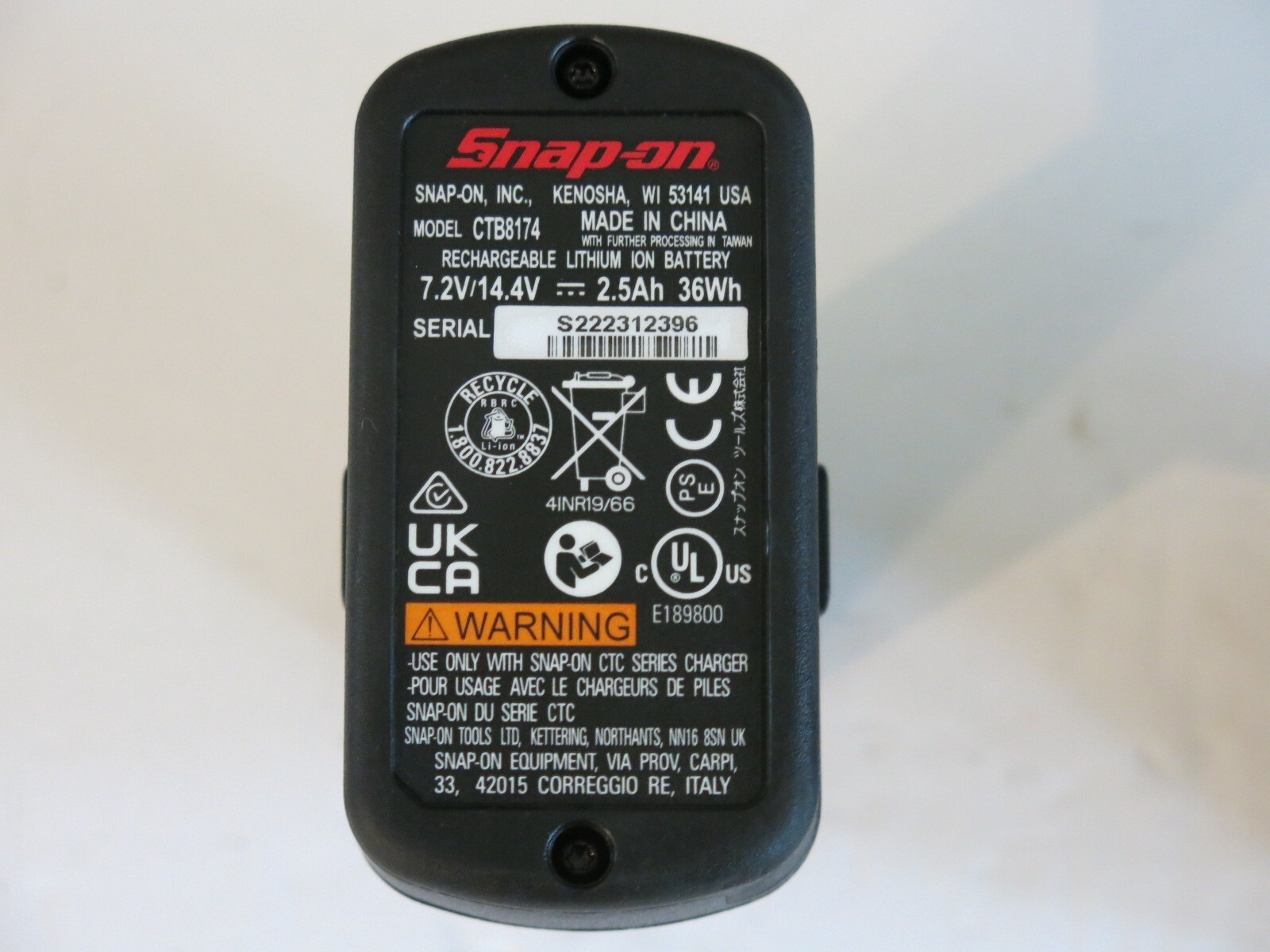 Snap On CTB8174 14.4V 2.5 Ah Battery CT861 ctrs761 ctr861 ctpp861 Brushless Tool