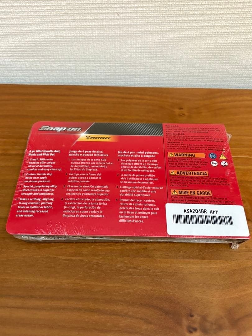 Snap-on ASA204BR RED Mini Hard Handle Awl Hook Pick Set [Unused]