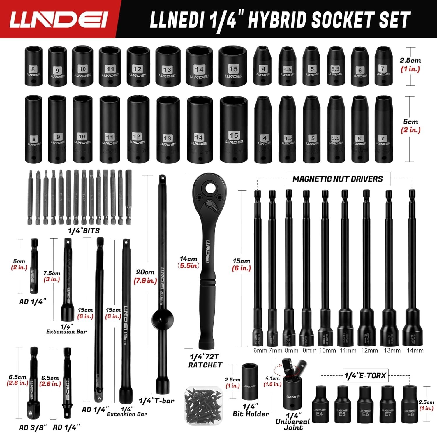 16V Brushless Impact Driver Kit, 108 PCS 140N. m, 6 point 1/4″ Drive Socket S…