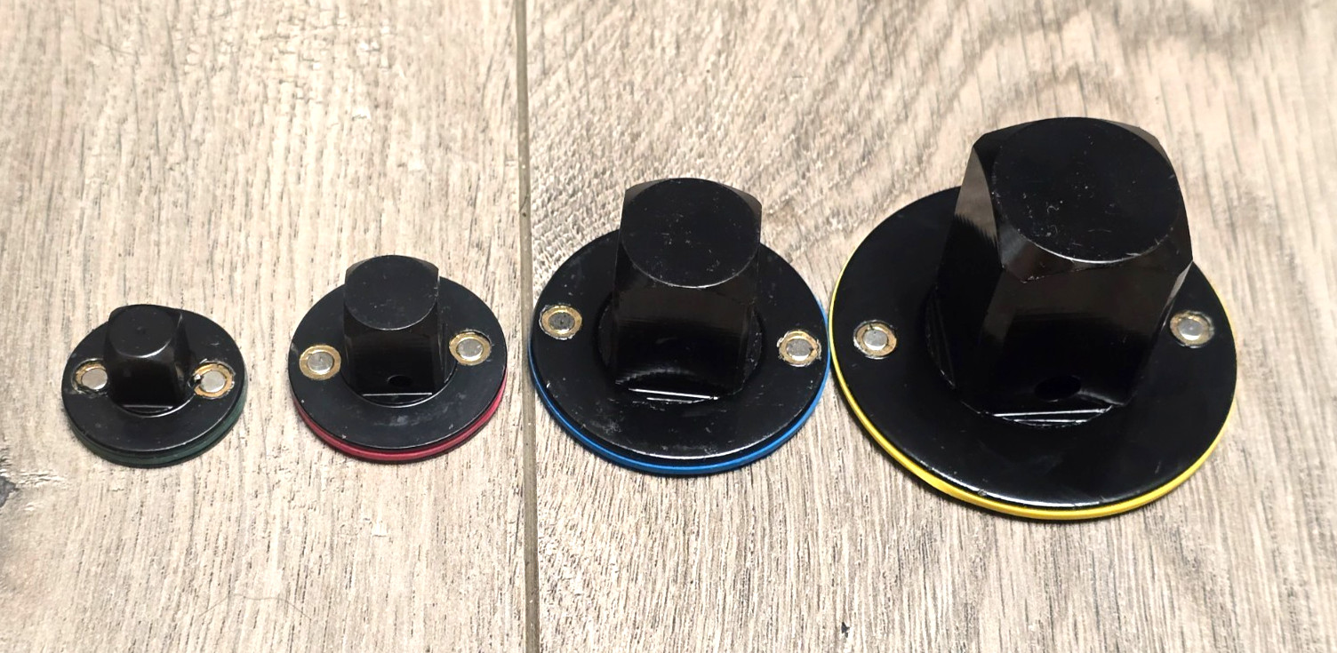 4pc Low Profile Magnetic Impact Reducing Adapter Set 1/4″ up to 1″ drive colored