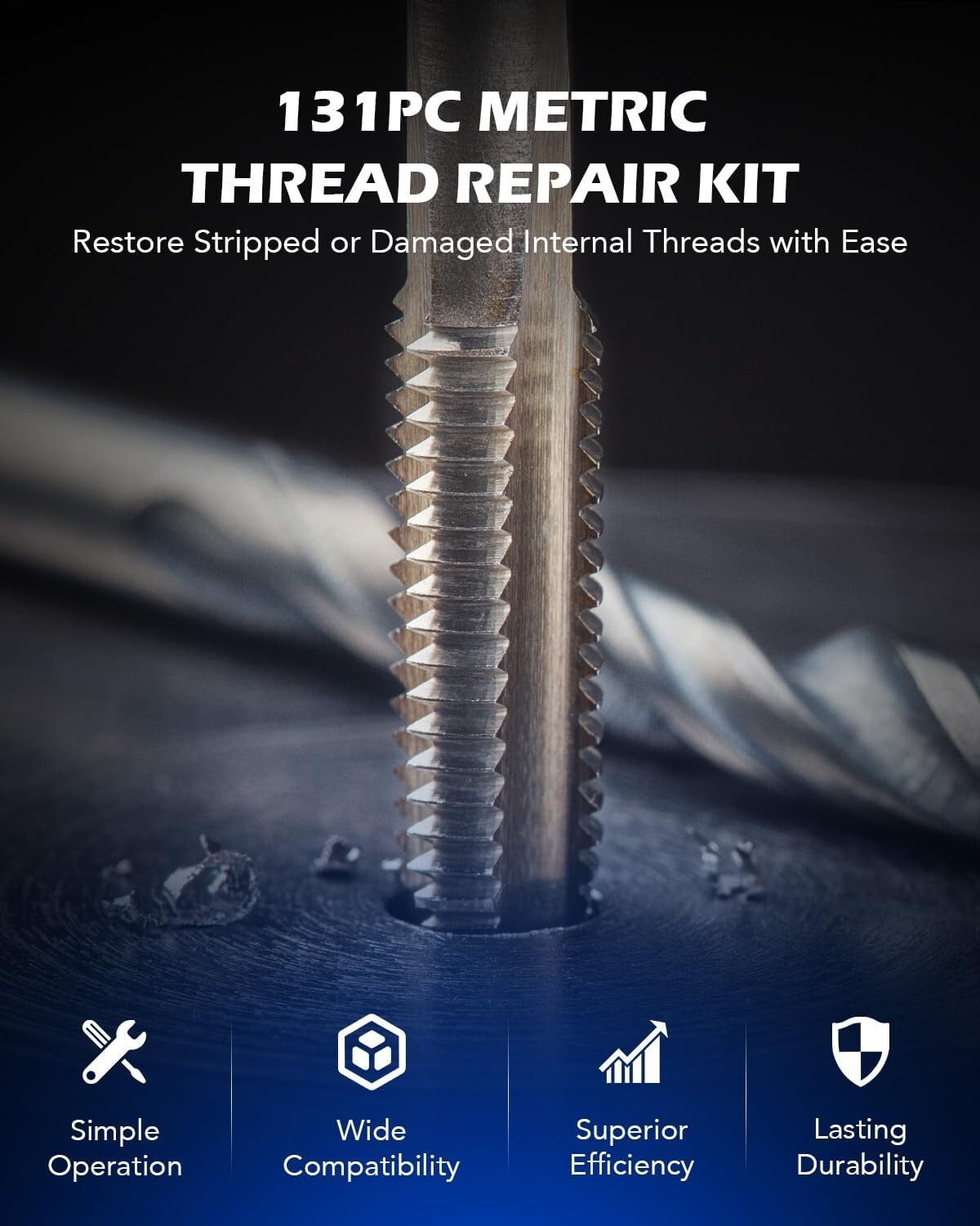Portable Thread Repair Kit – 110 Inserts with HSS Drill Bits and Tools Included