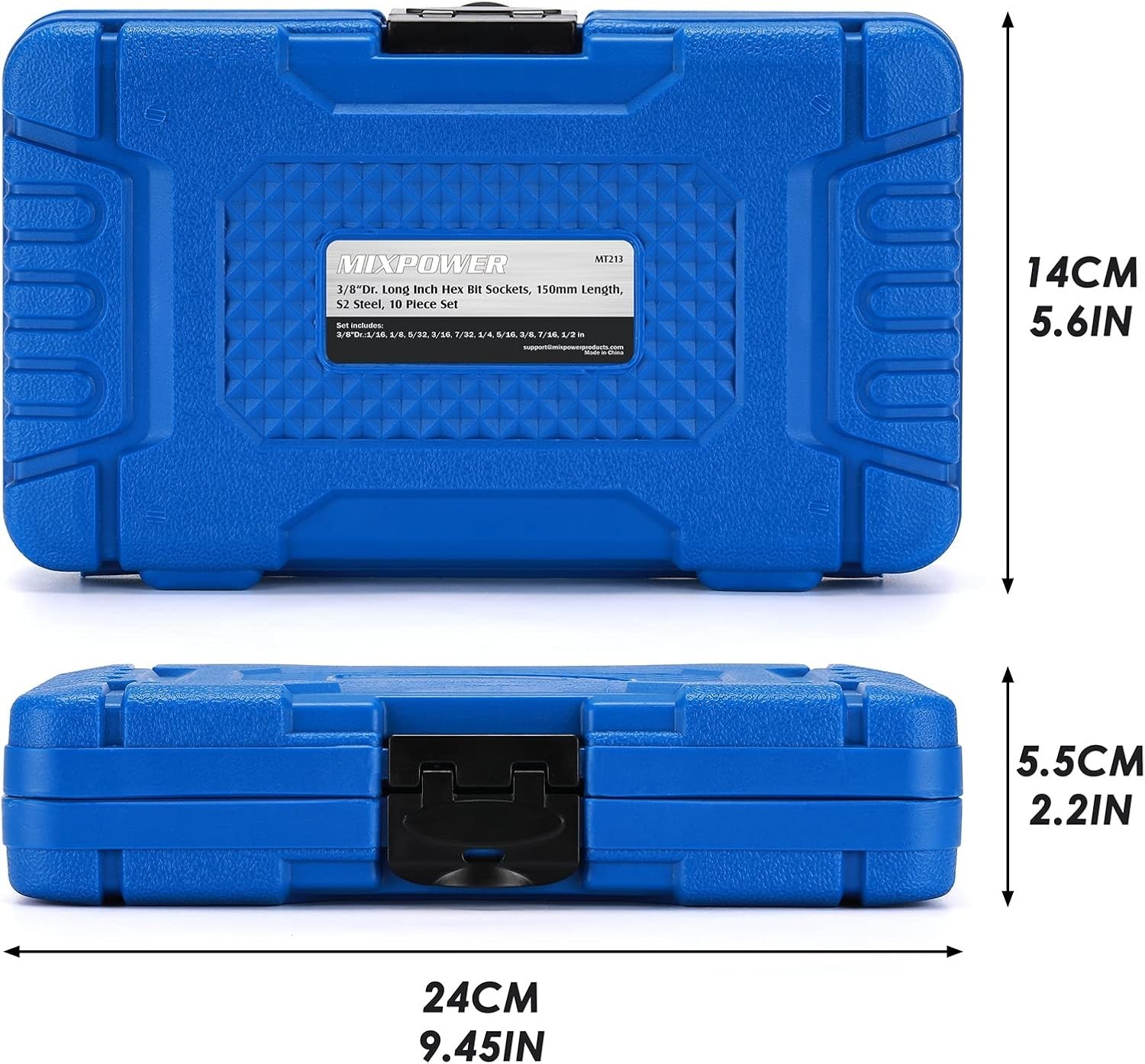 3/8 Inch Drive Long Hex Bit Socket Set, 1/16 Inch to 1/2 Inch, SAE, Extra Lon…