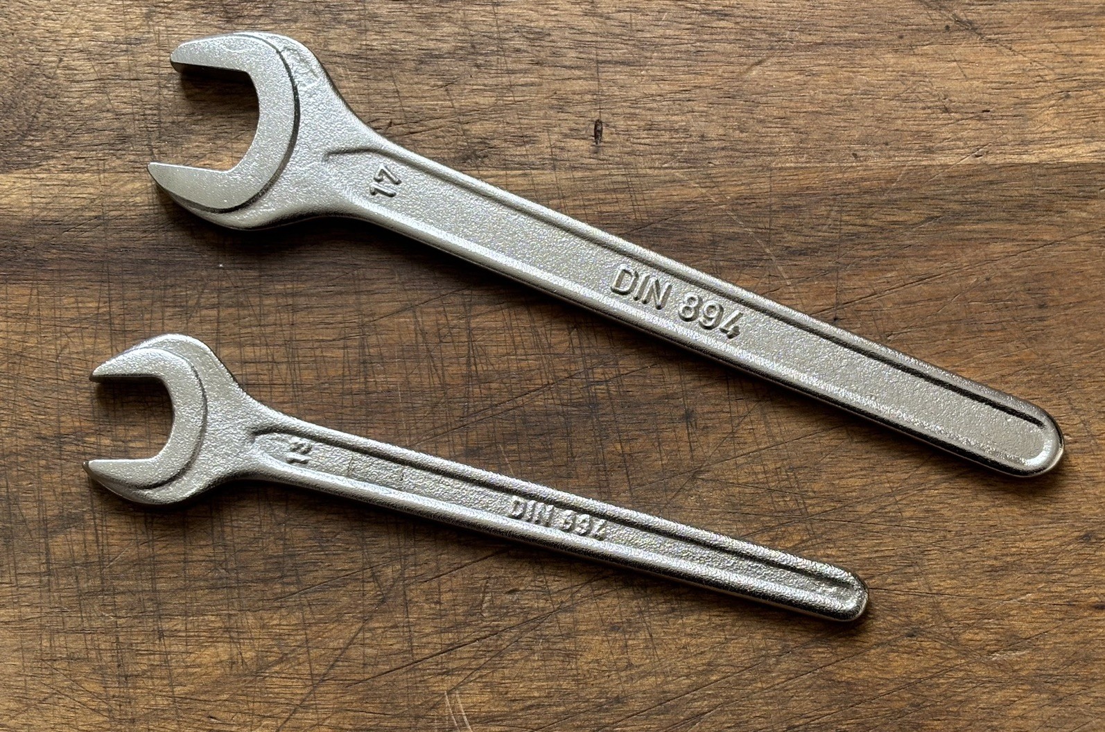 GERMAN DIN894 – pair of – 17mm and 13mm Metric sized Single Open Ended Spanners