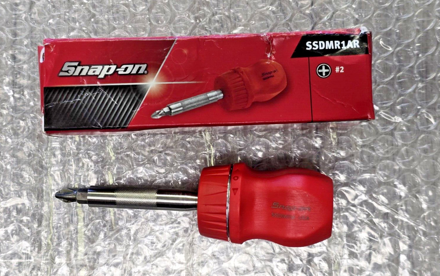 Snap On RED NEW SSDMR1AR ratcheting stubby hard handle screwdriver Phillips bit