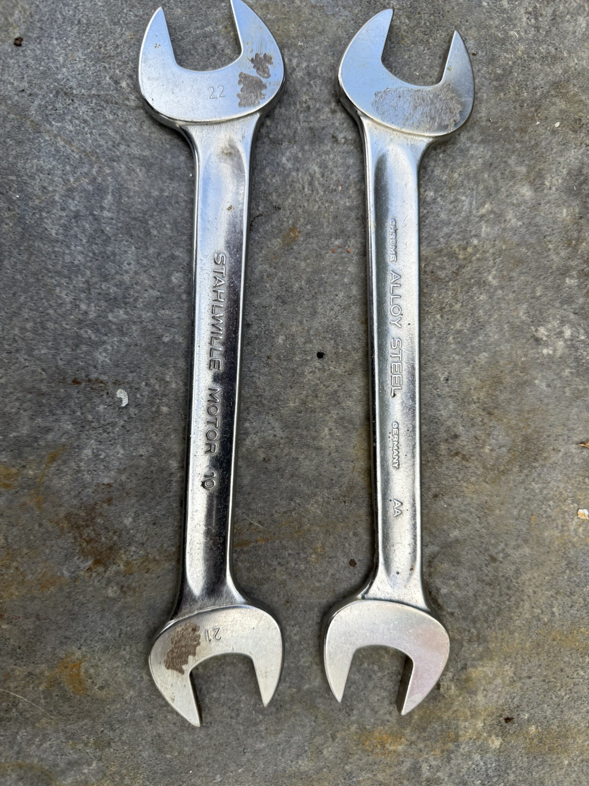 Stahlwille Tools Motor 10 GERMANY 22mm x 21mm Metric Double Open End Wrench