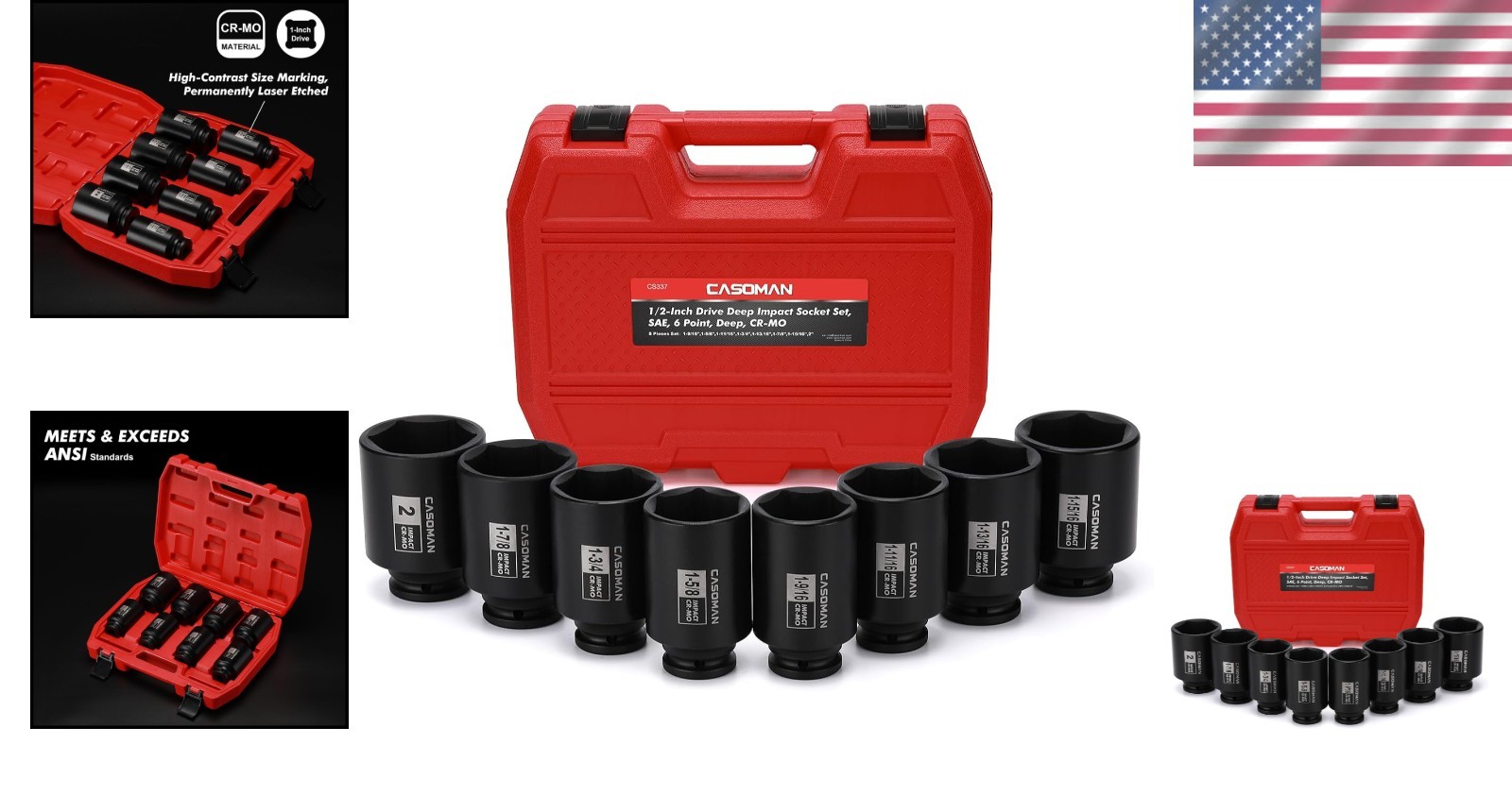 8PC 1/2″ Dr. Deep Impact Socket Set – SAE